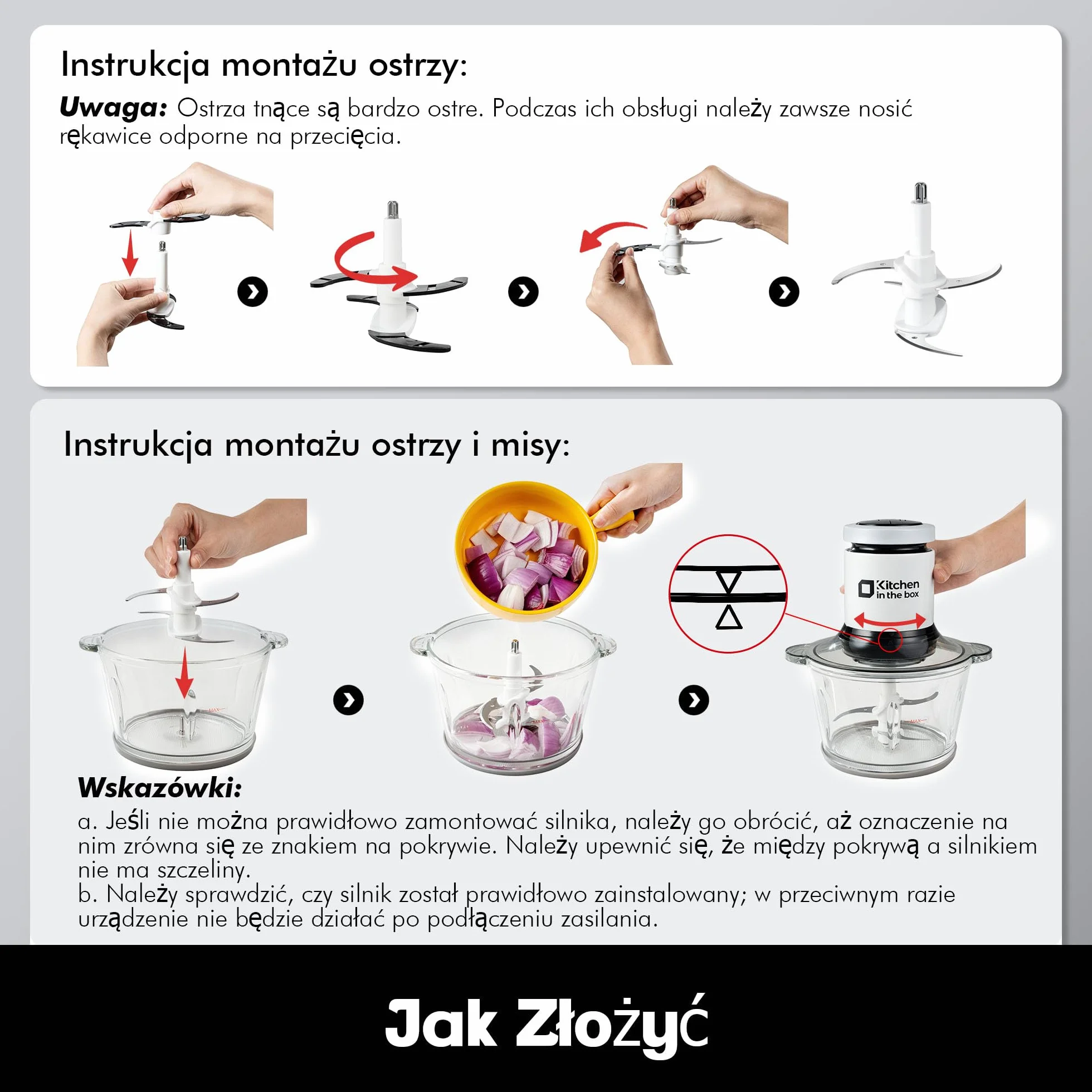 Kitchen in the Box Elektryczna Rozdrabniacz Kuchenny,400W Elektryczna Maszynka do Mięsa z 2 Miskami (2L+2L) i 2 Podwójnymi Ostrza,Wielofunkcyjny Rozdrabniacz do Warzyw/Cebuli/Owoców/Żywność Dziecięca