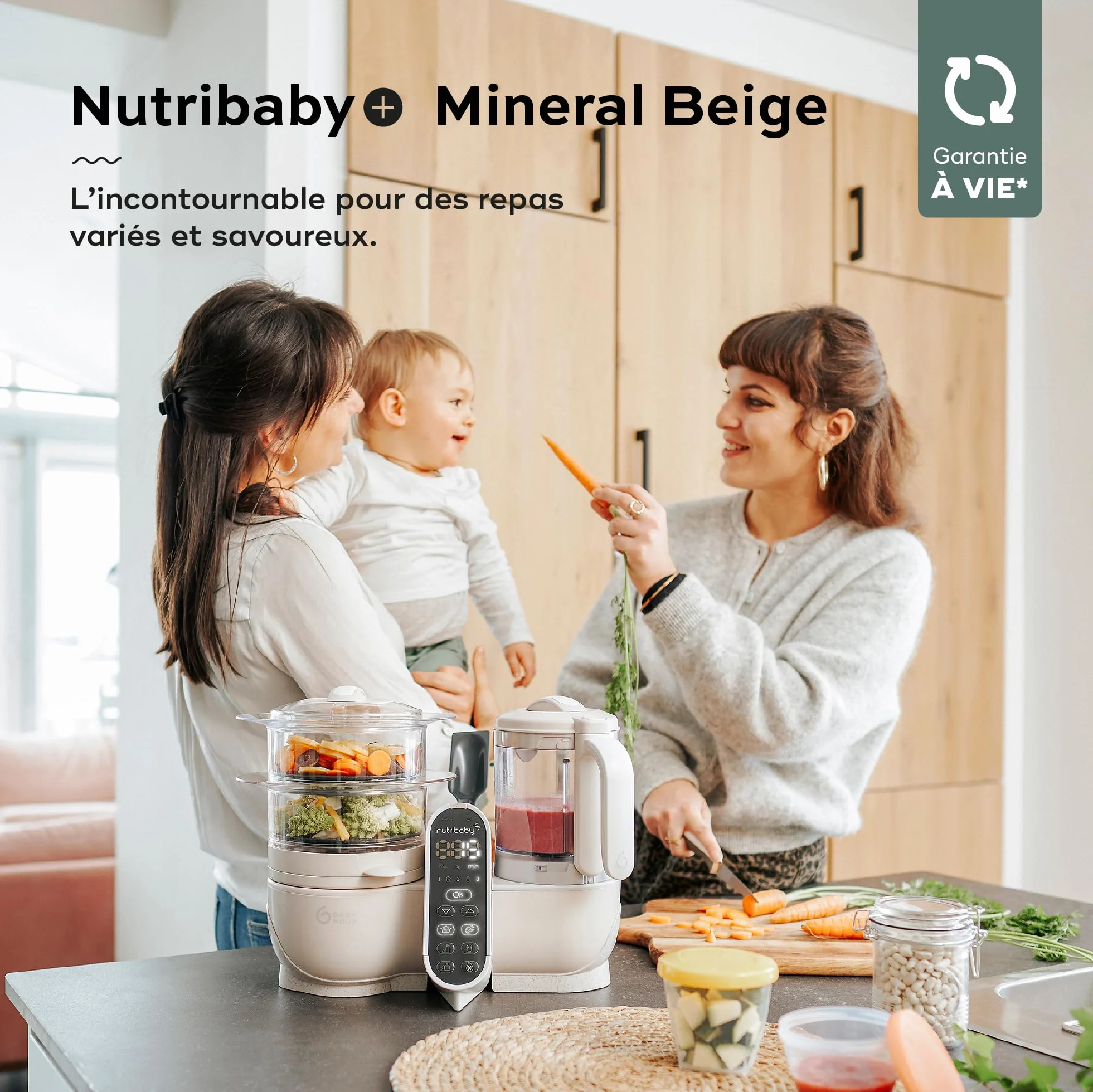 Babymoov Nutribaby(+) wielofunkcyjny robot do gotowania dla niemowląt 6 w 1, parownik, 2,2 l, beżowy