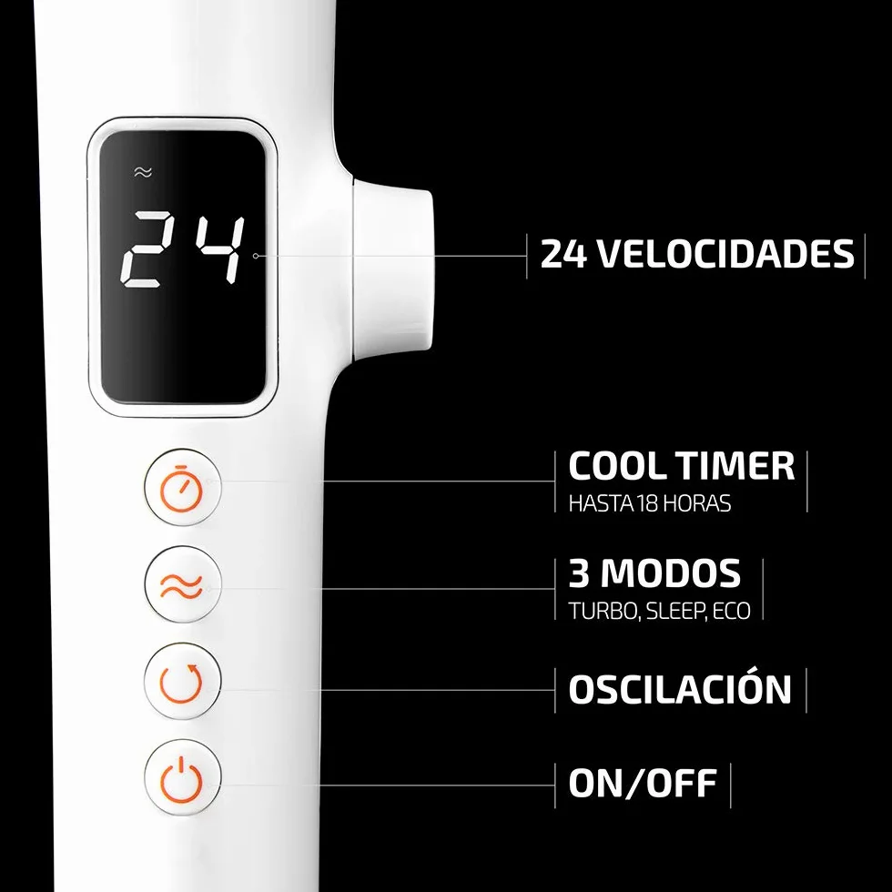 Cecotec Wentylator stojący EnergySilence 1030 SmartExtreme 16" z silnikiem 28 W i DC, 24 prędkości, 3 tryby, oscylacja, cichy, regulacja wysokości, 10 łopatek i maksymalne bezpieczeństwo