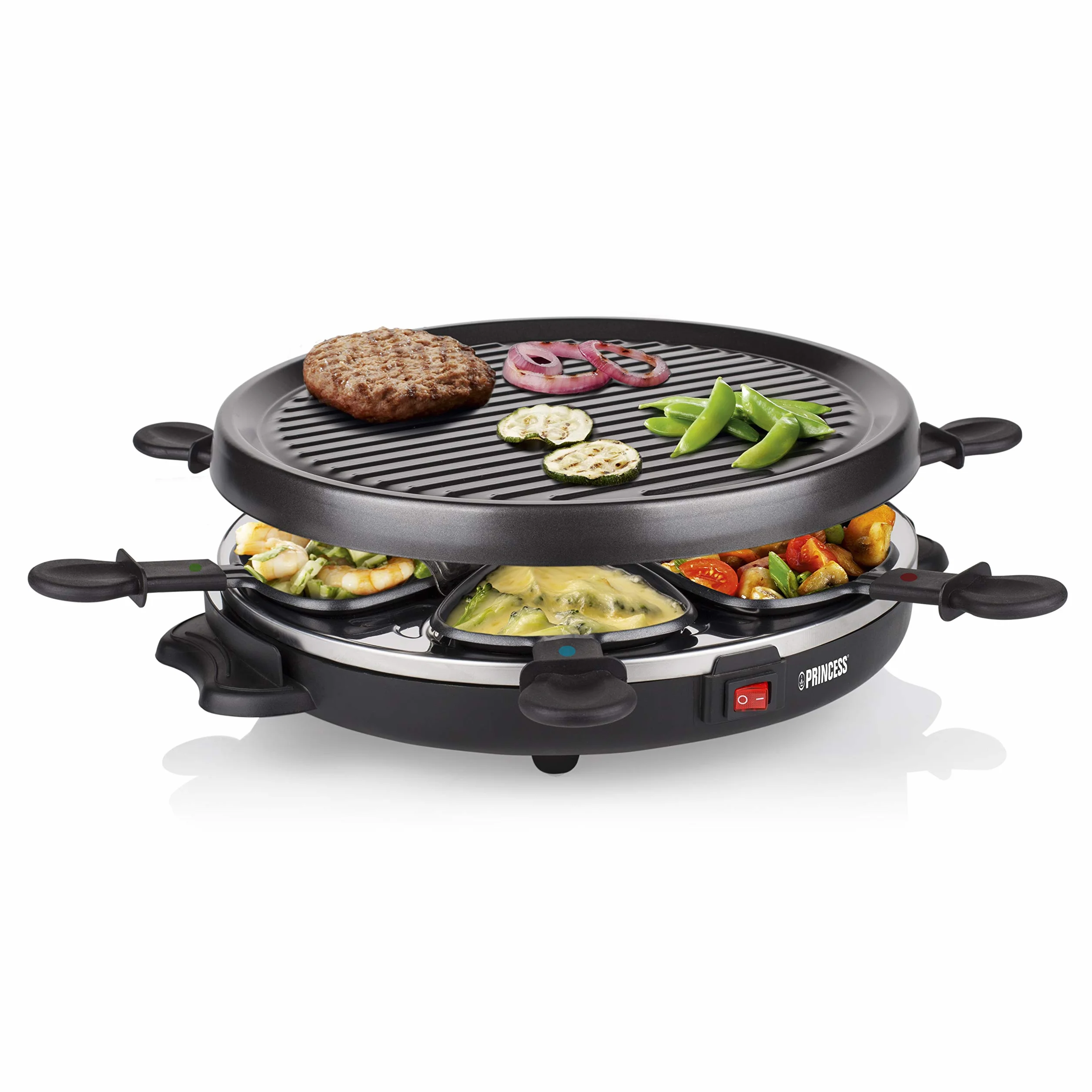 Princess Raclette Grill 6-osobowy okrągła kamienna płyta grillowa Ø 30 cm