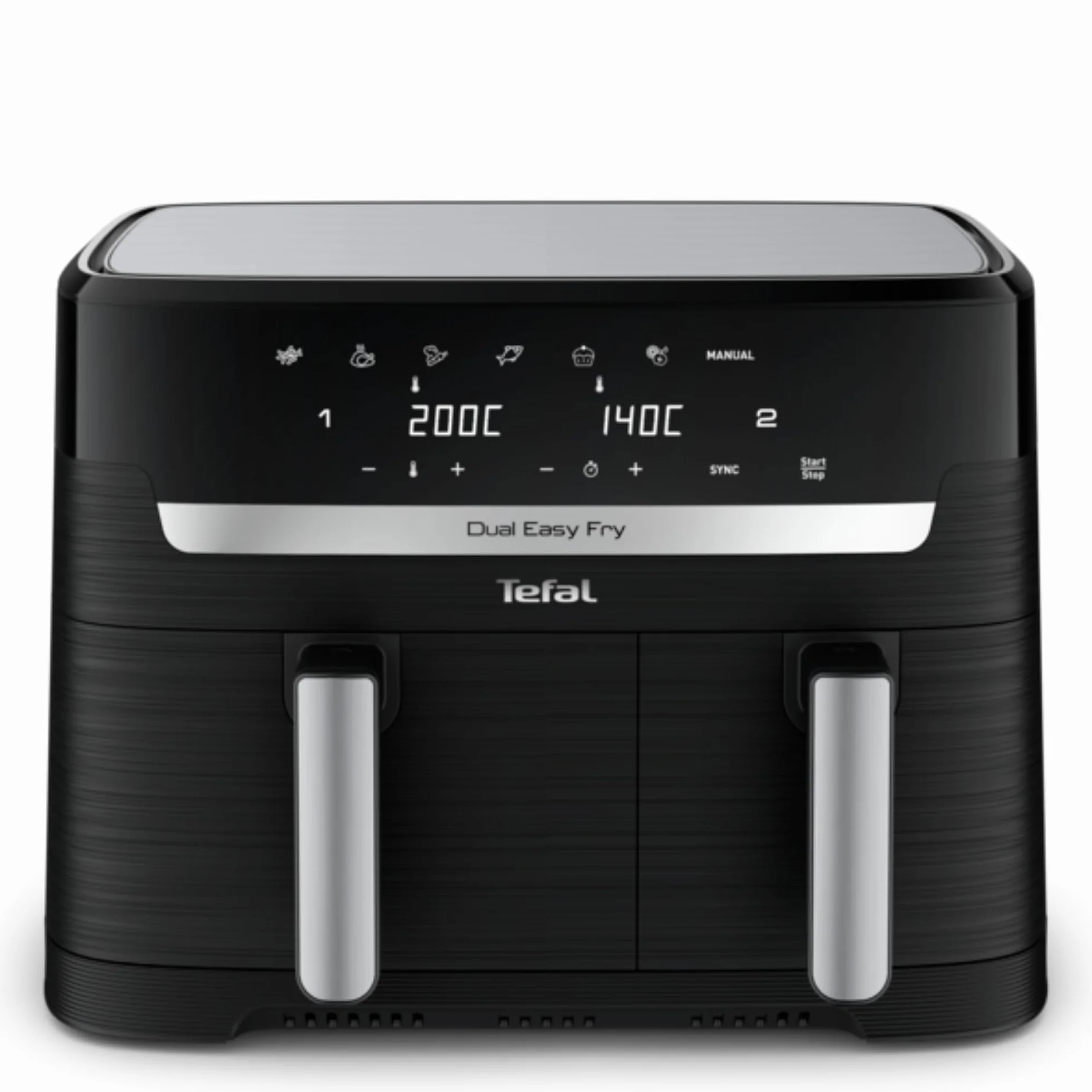Tefal EY9018 Dual Easy Fry, Frytkownica Beztłuszczowa, Czarna Matowa, 8,3 L, Dwie Szuflady
