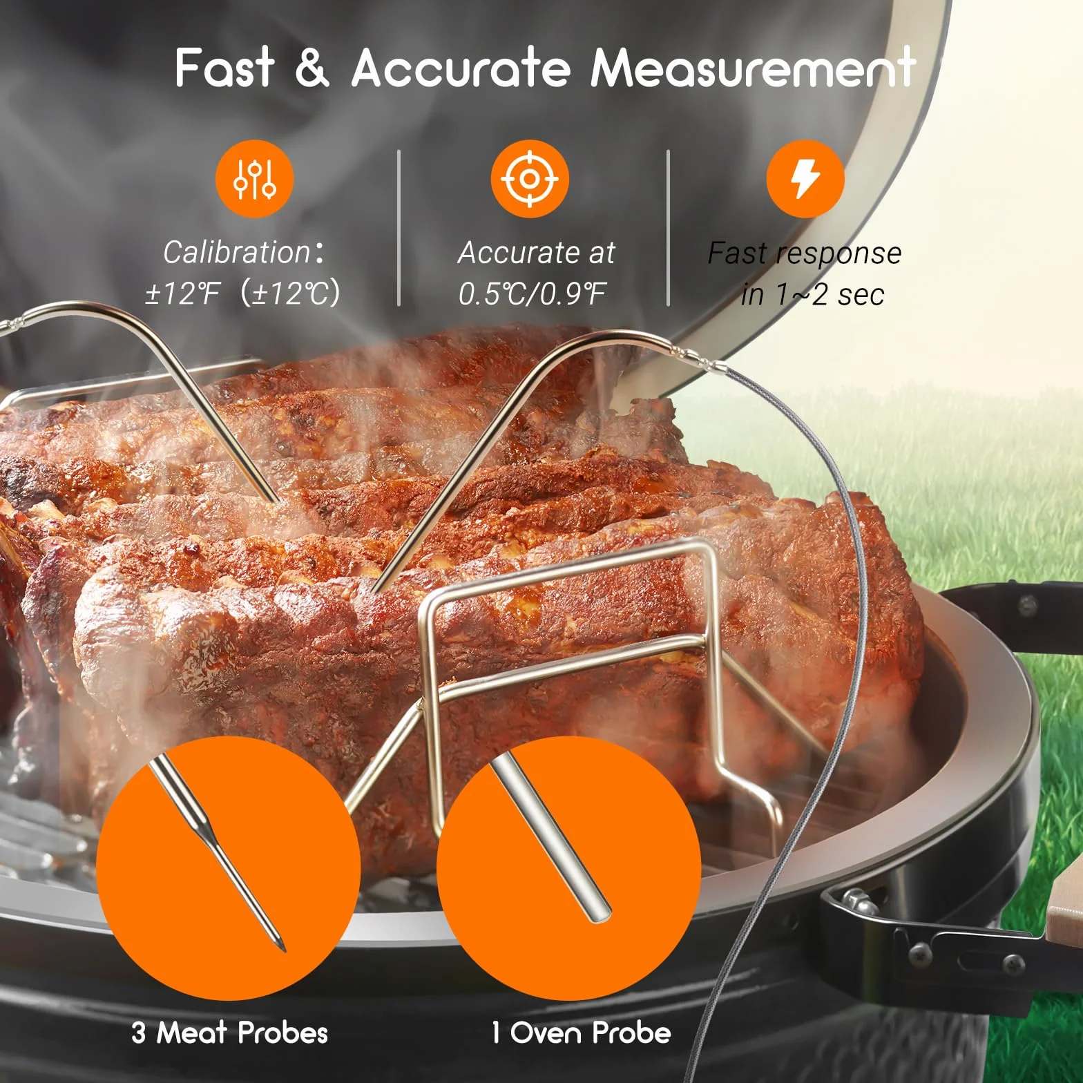 Inkbird Dmuchawa do grilla, Bluetooth 5.1 i Wi-Fi 2,4 GHz, automatyczny termometr grillowy z 4 sondami, kompatybilny z Big Green Egg, Kamado Joe, Primo, Vision Grill, Akorn Kamado