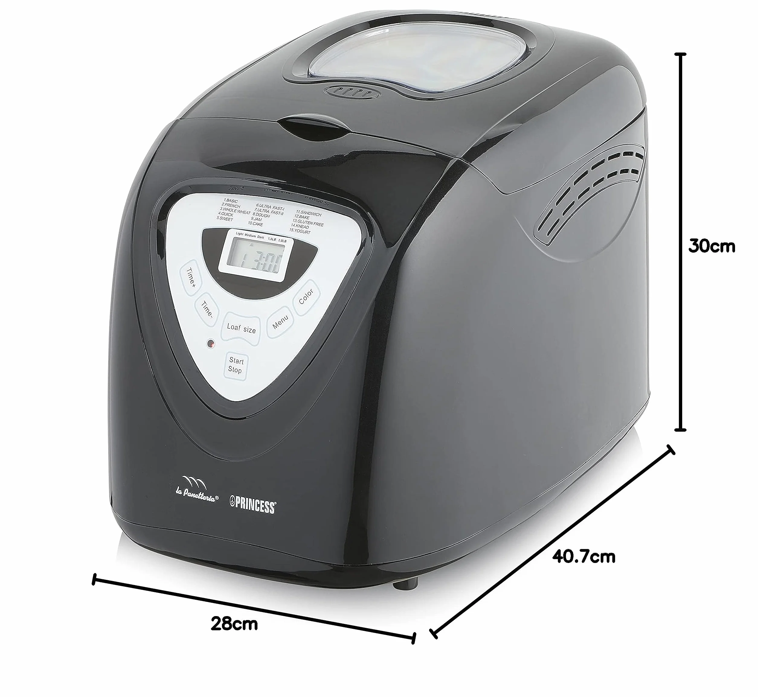 Maszyna do wypieku chleba Princess 152009 Bread Maker – idealna w przypadku specjalnej diety lub alergii na gluten – 15 programów do 900 gramów chleba - moc 600 W