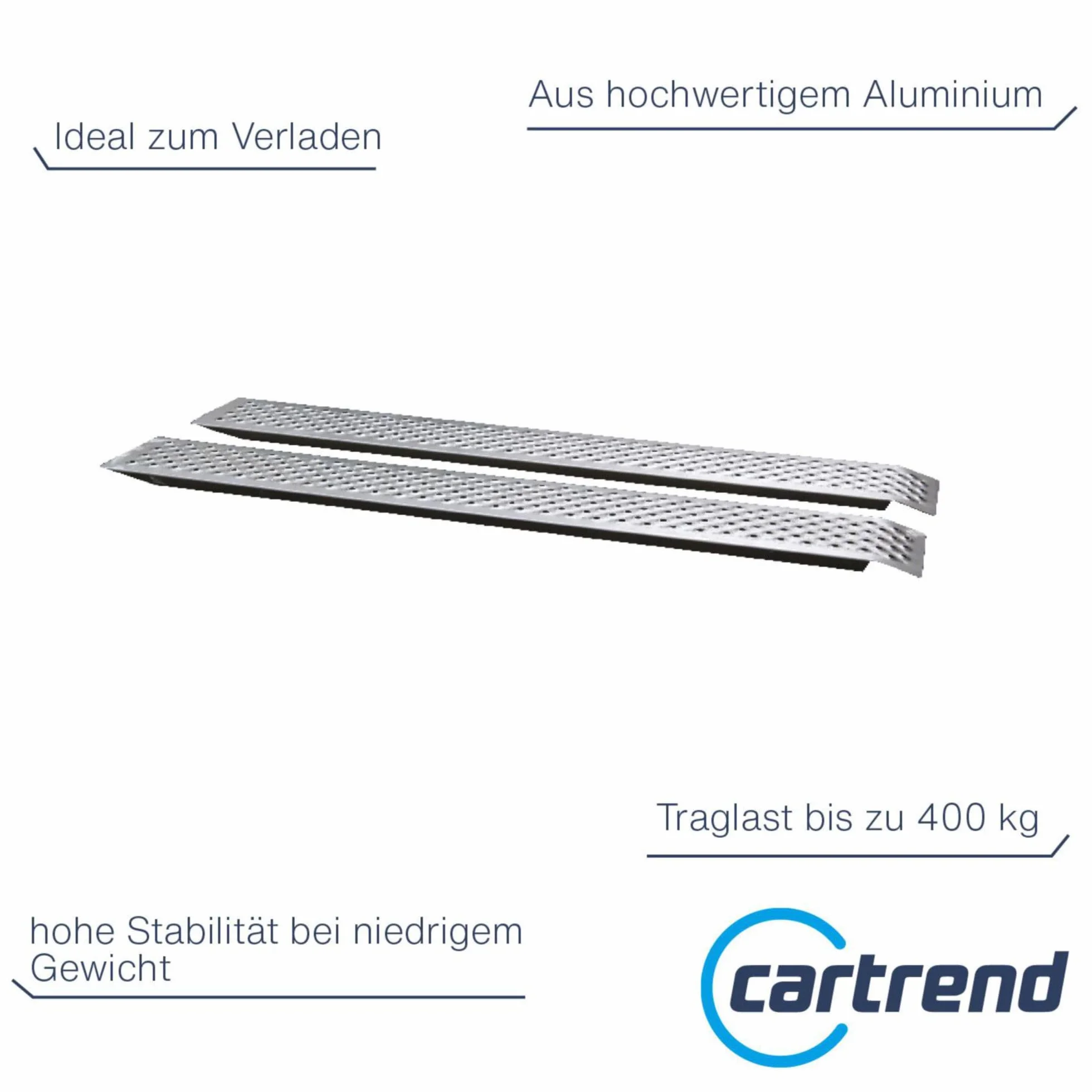 UNITEC Rampa najazdowa aluminiowa, rampa załadunkowa do samochodów osobowych, 2 sztuki, wyjątkowo antypoślizgowa, nośność do 200 kg/sztuka, para 400 kg