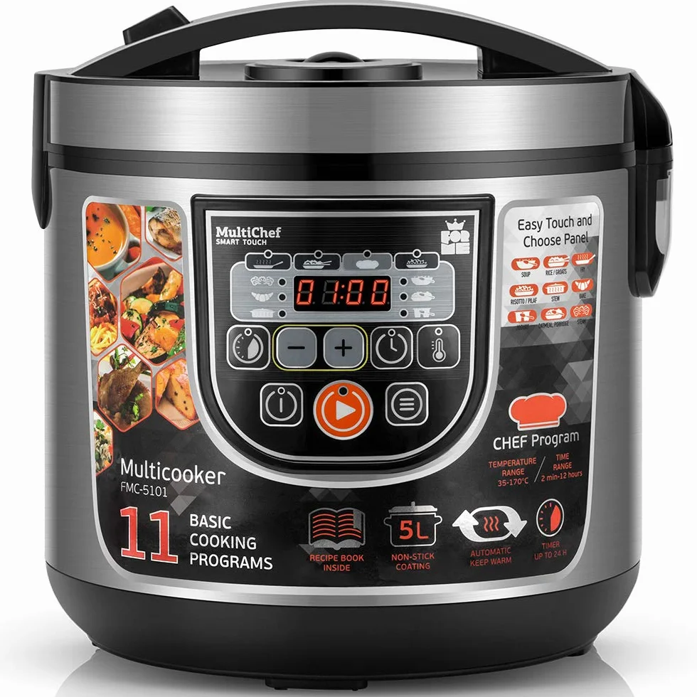 ForMe Wielofunkcyjny Robot Kuchenny 5L 860W Programowalny Garnek Rice Cooker I 11 Menu Wstępnie skonfigurowane Funkcja Utrzymanie ciepła do 24h I Opóźnienie Timer I Garnek Niska Temperatura Inox