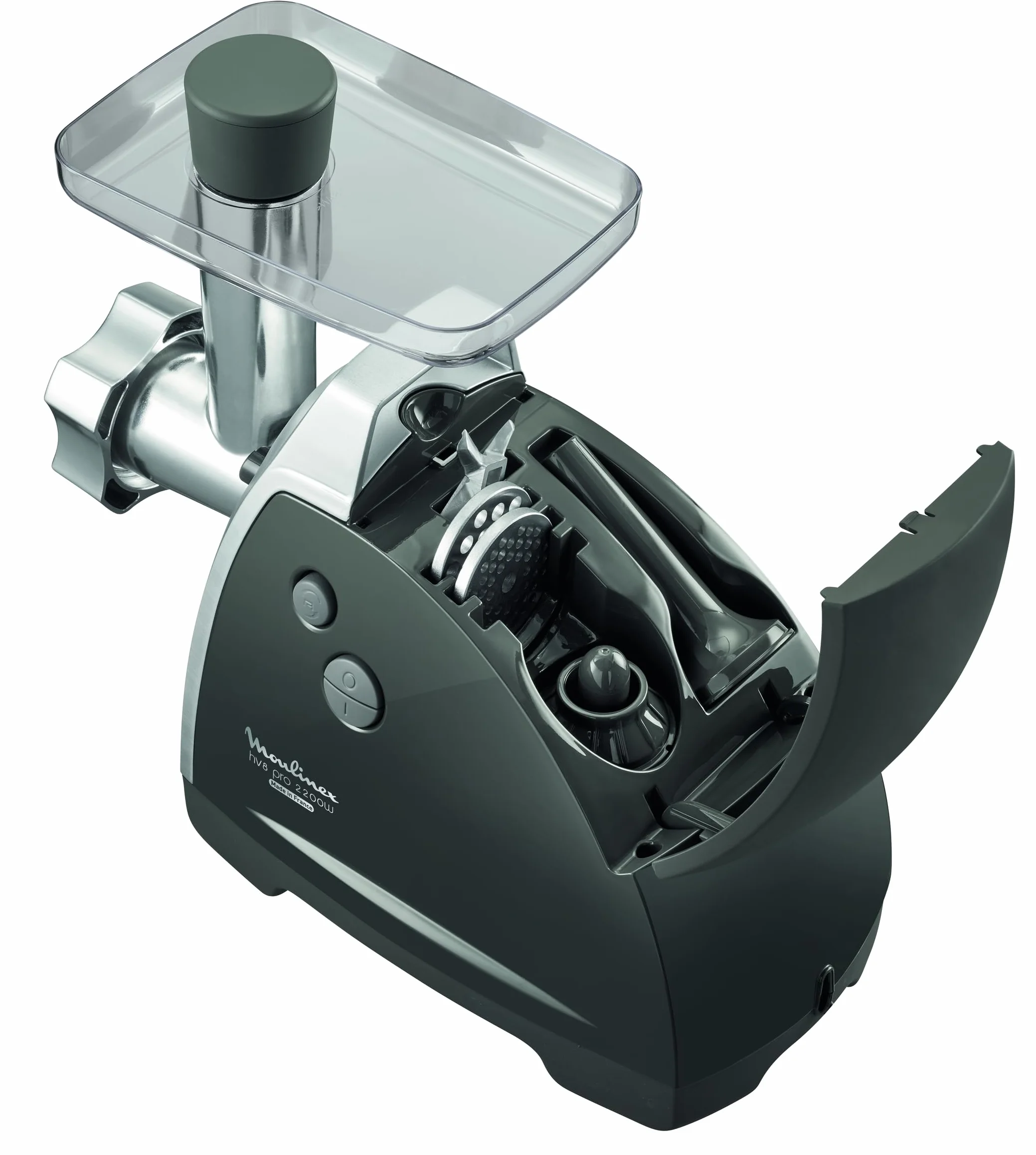 Moulinex ME6868 Meat Mincer maszynka do mięsa | 2200 W | 4 akcesoria w zestawie | bezpieczny system odwrotny | czarny/srebrny
