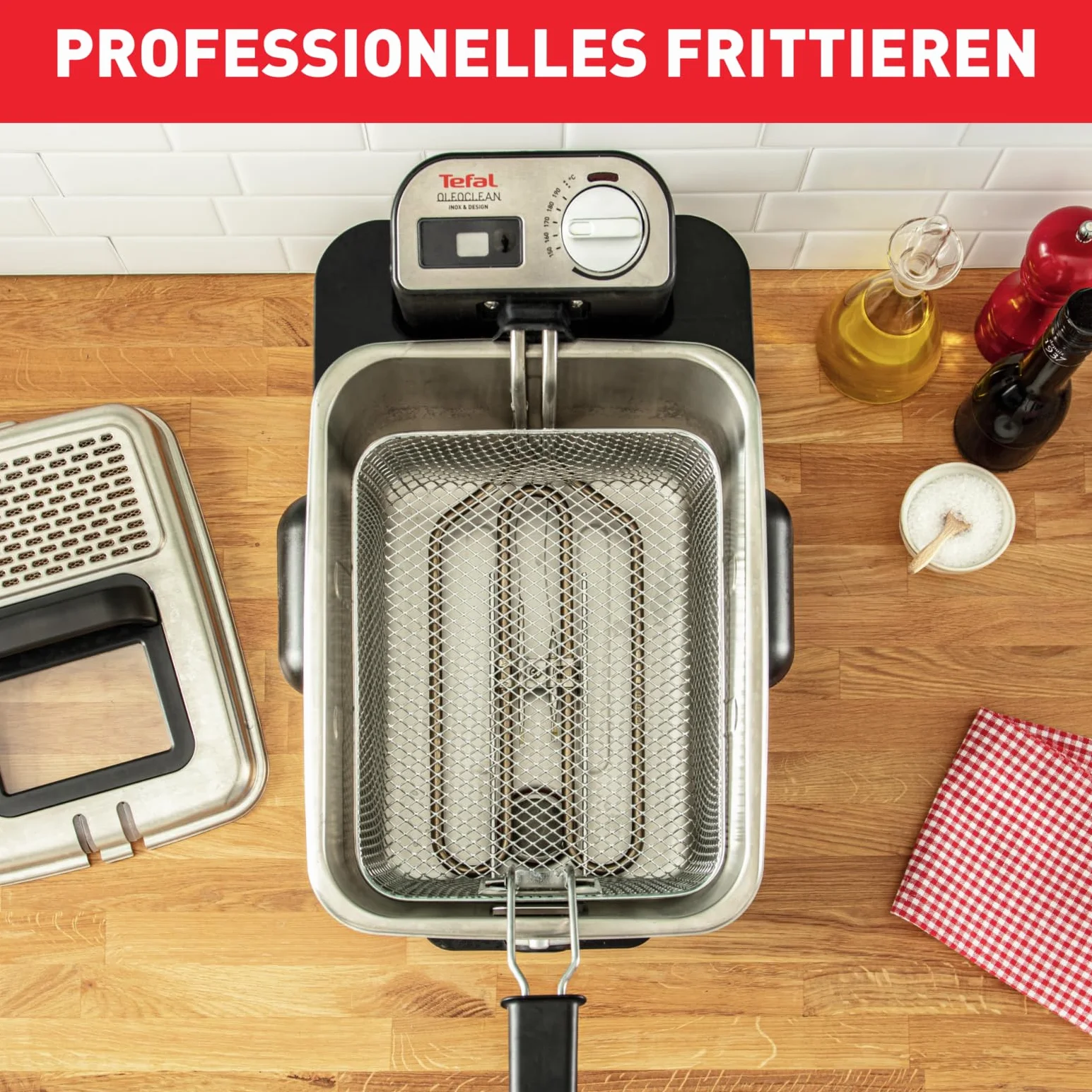 Tefal FR8040 Pro Inox & Design Frytkownica, Stal Szlachetna, 2300 W, 3,5 l, Srebrny/Czarny