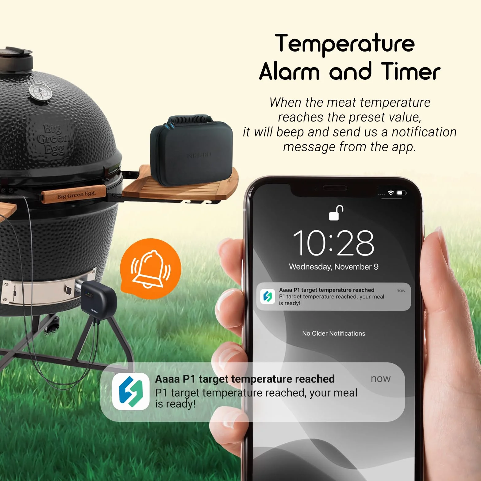 Inkbird Dmuchawa do grilla, Bluetooth 5.1 i Wi-Fi 2,4 GHz, automatyczny termometr grillowy z 4 sondami, kompatybilny z Big Green Egg, Kamado Joe, Primo, Vision Grill, Akorn Kamado