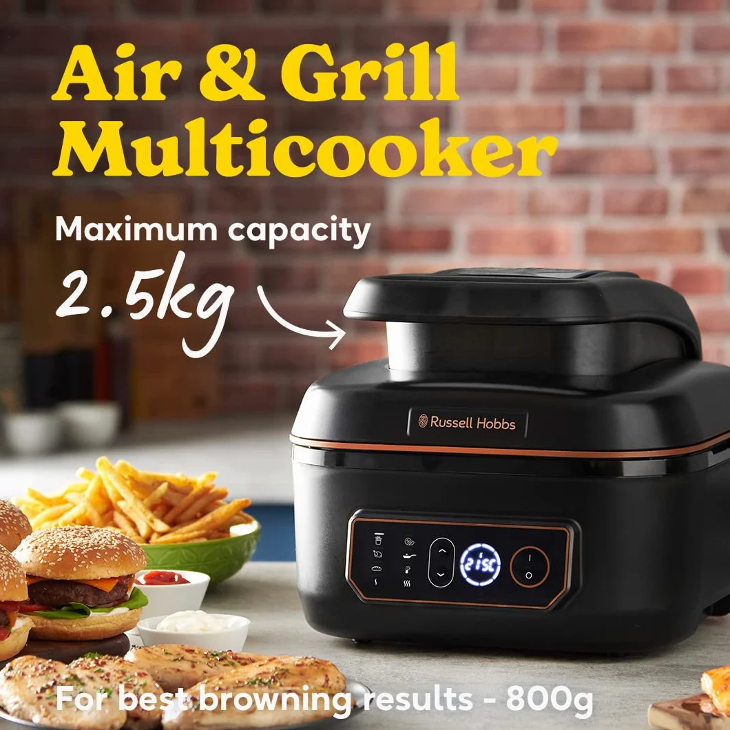 Russell Hobbs Frytkownica beztłuszczowa XL 5,5L [Air Fryer / Grill / Multicooker] Rapid Air (można myć w zmywarce, grzanie górne i dolne, wolnowar, pieczenie, mrożona pizza Ø 30cm) SatisFry 26520-56