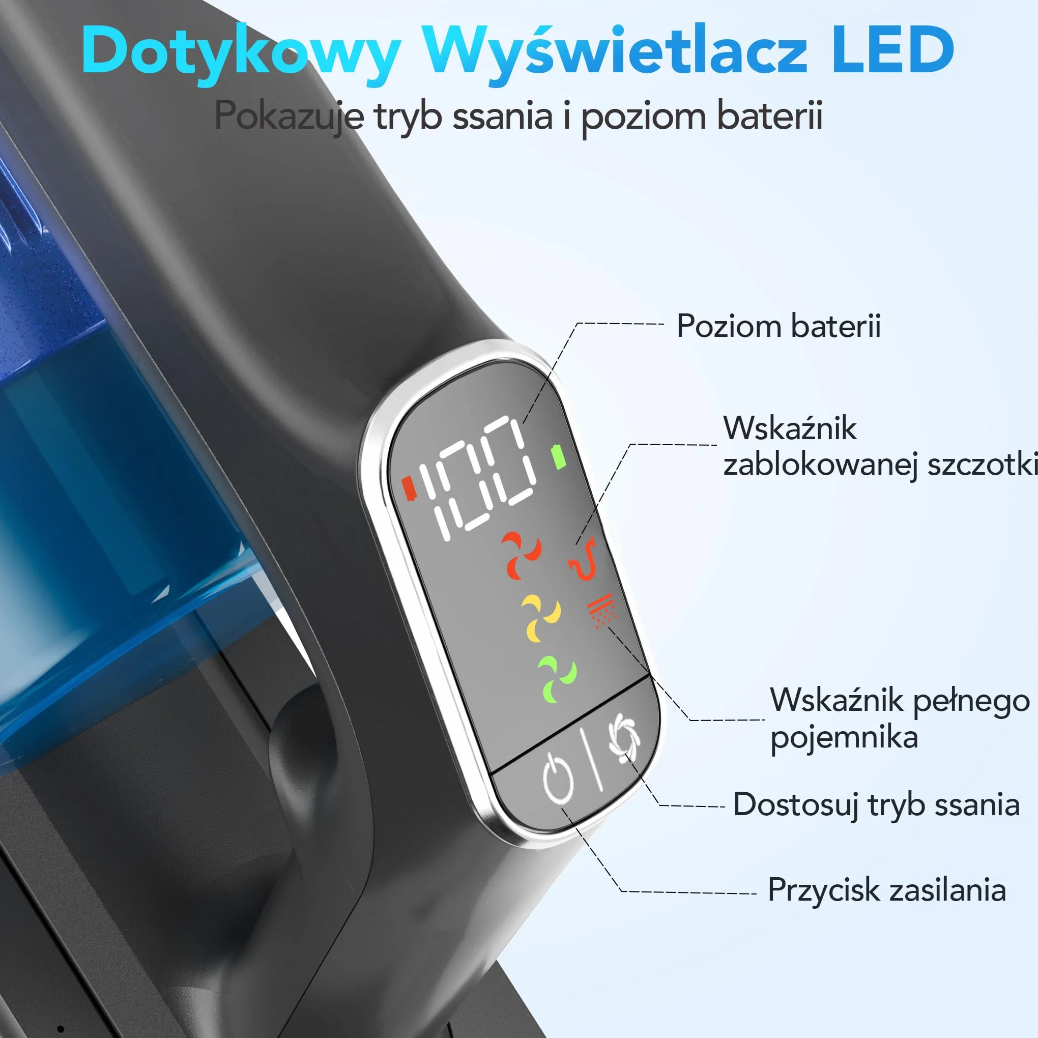 Greenote GSC80 Bezprzewodowy Odkurzacz Pionowy 45KPa 600W 60 Min Składana Rura