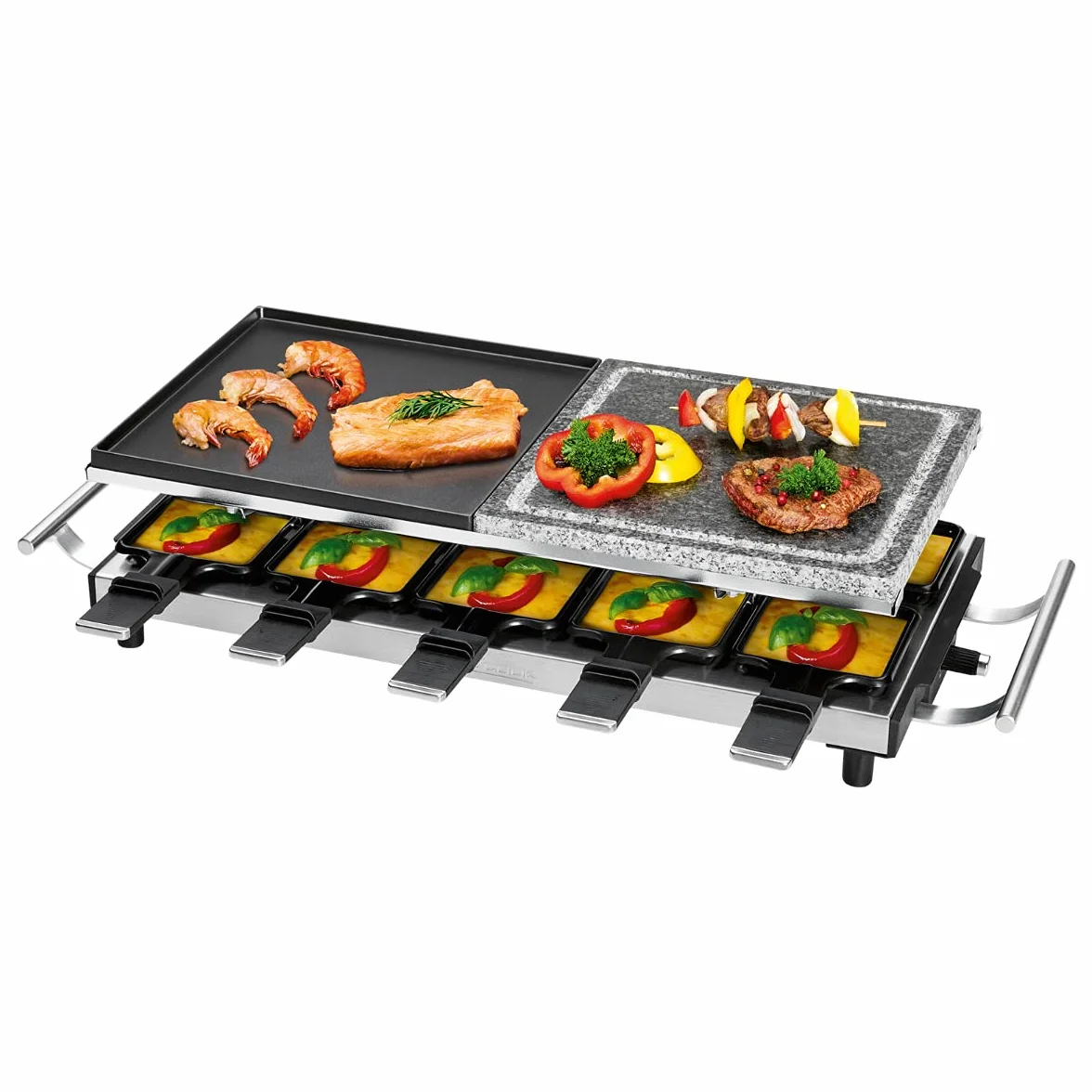 ProfiCook skrobak do grilla 2 w 1, 1700 W, płyta kamienna i grillowa, powłoka nieprzywierająca, stal nierdzewna, PC-RG 1144