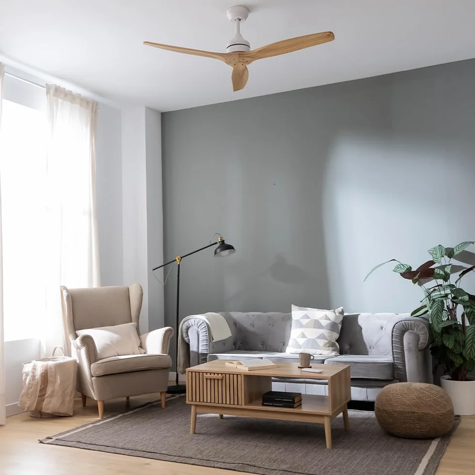 Cecotec - Wentylator sufitowy EnergySilence Aero 5270 WhiteWood - Silnik 40W DC, Średnica 132 cm, Sterowanie, Timer, 6 prędkości, Lato i zima, Regulacja wysokości 15 lub 25 cm, Cichy