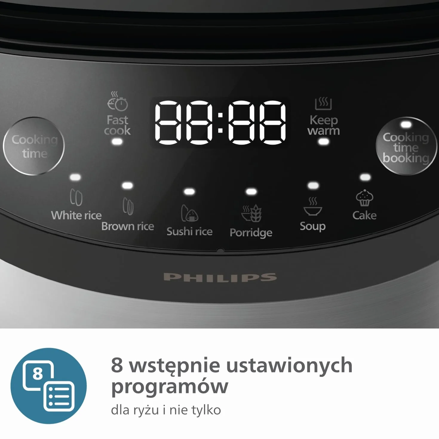 Philips Urządzenie do gotowania ryżu seria 3000 0,85 l 8 menu 4-warstwowy garnek nieprzywierający HD3093/80