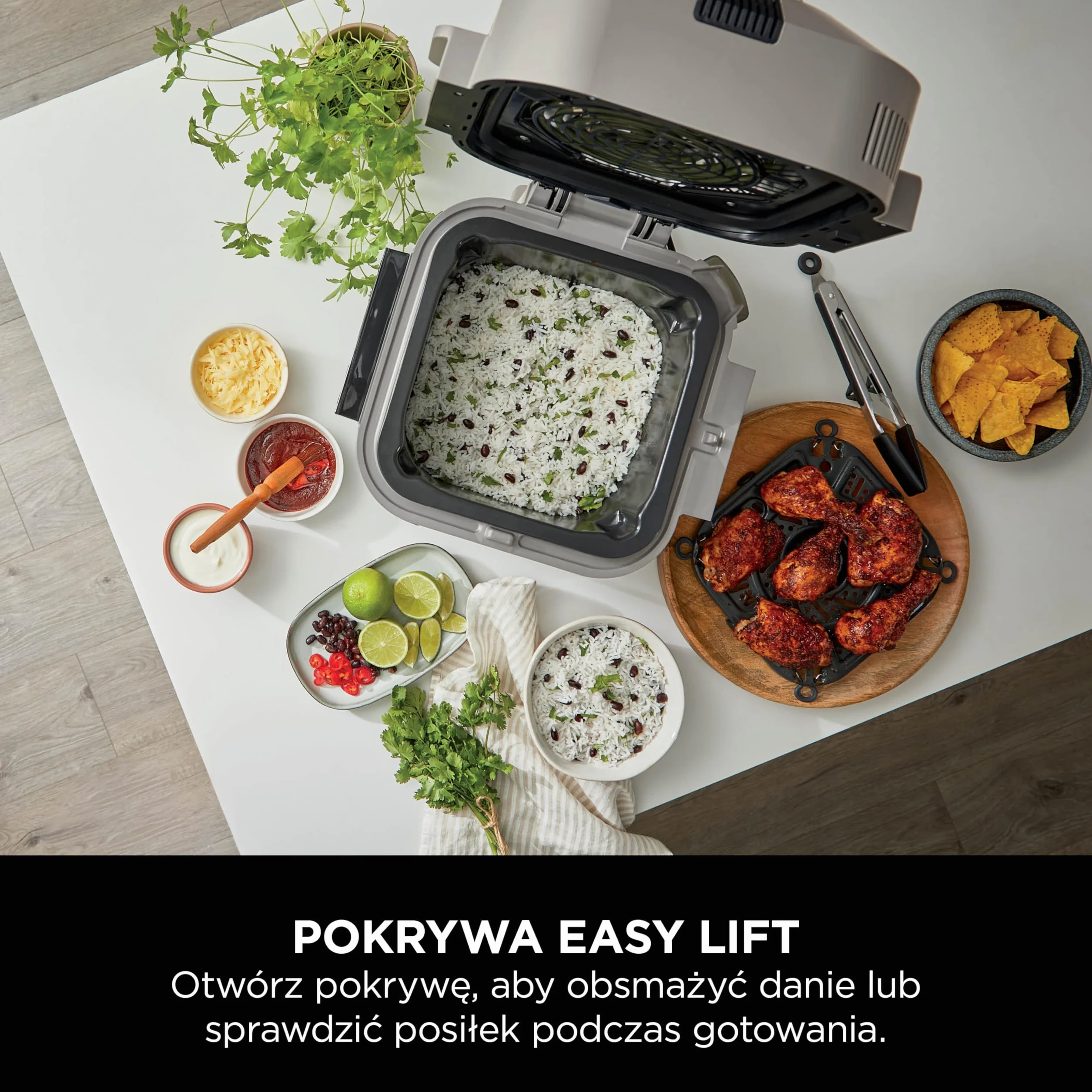 Ninja Speedi 10 w 1, frytkownica beztłuszczowa i multicooker, 5,7 l, parowar, grill, ciasta, pieczenie, smażenie, wolnowar, posiłki dla 4 osób w 15 minut, zzłoty odcień kamienia, ON500EUSTGD