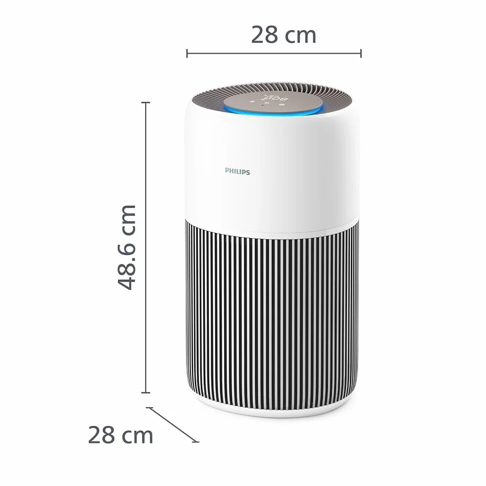 Philips Oczyszczacz powietrza Serie 2200, HEPA NanoProtect + Filtr węglowy, CADR 400m³/h do 104m², Dla alergików, Ultra cichy, Inteligentny i trwały filtr (AC2210/10)