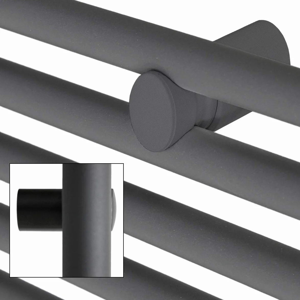 ECD Germany Grzejnik lazienkowy elektryczny 400 x 800 mm antracyt prosty z podlaczeniem bocznym z pretem grzejnym 300W chrom - ogrzewanie grzejnikowe podgrzewacz do reczników suszarka do reczników
