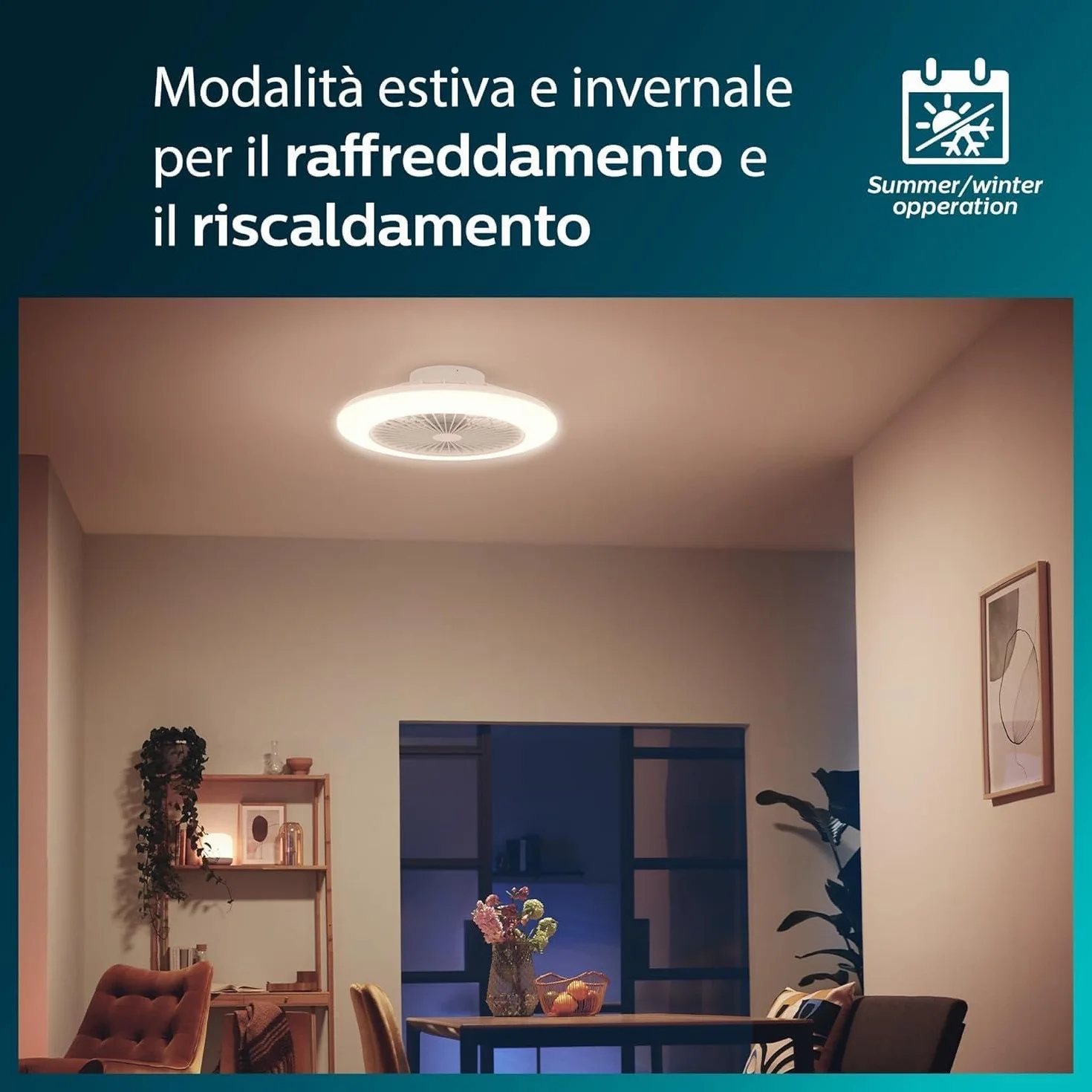 Philips Oprawa Sufitowa z Wentylatorem i Pilotem Amigo Fan Light Flat LED 20 W i 40 W