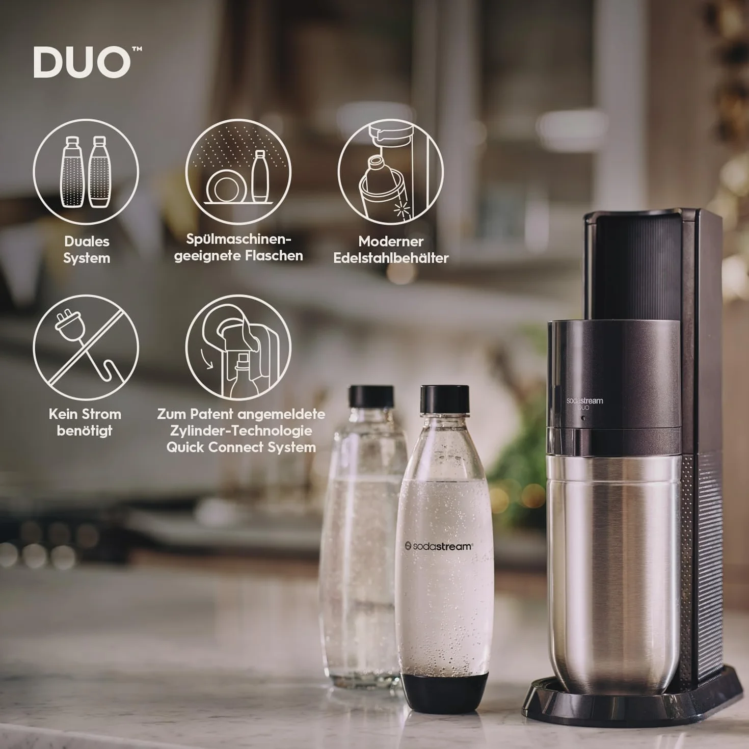 Sodastream Duo Saturator, Czarny/Srebrny, 44 cm