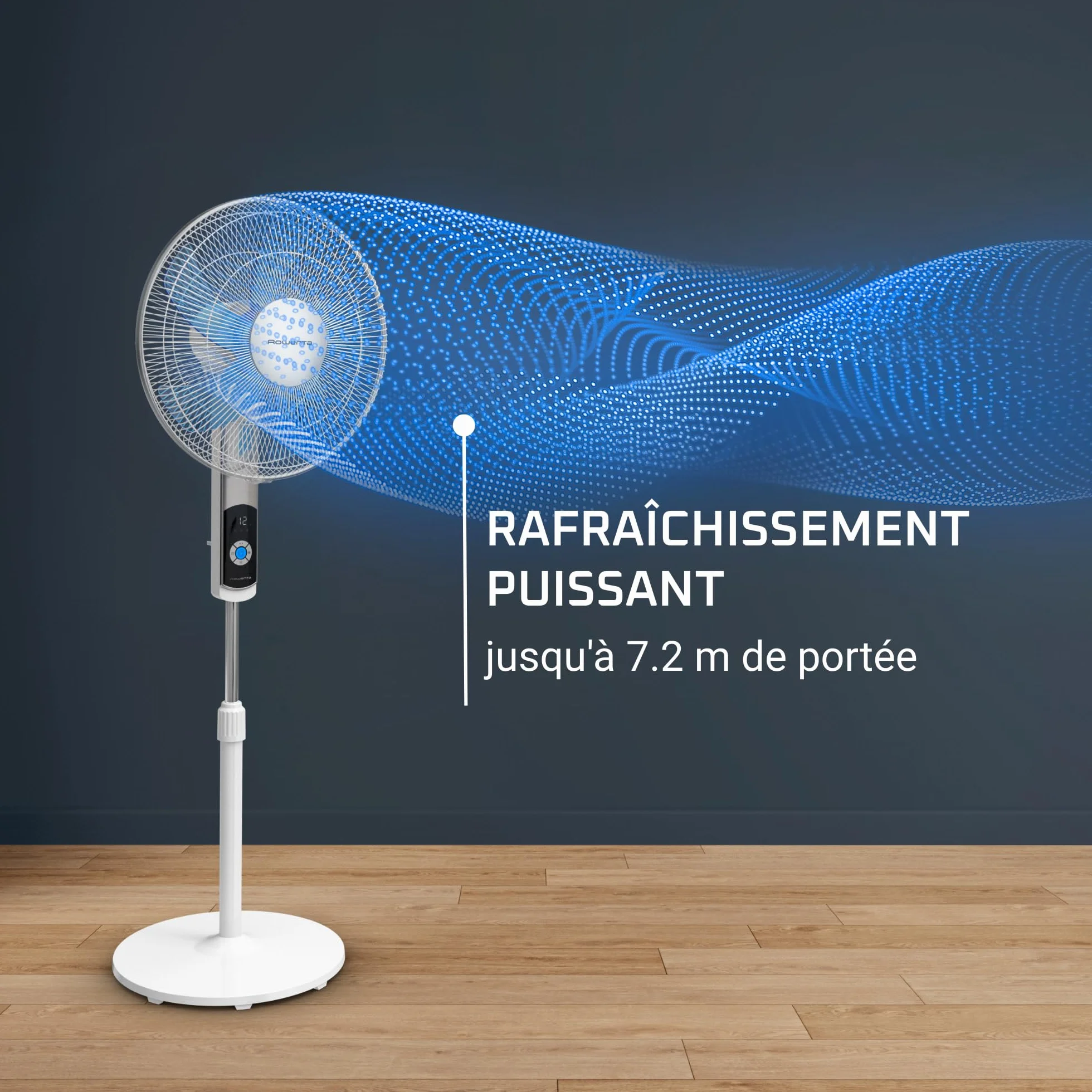 Rowenta Turbo Silence VU5650F0 wentylator stojący, 35 dB, 12 prędkości, cyfrowy wyświetlacz LED, pilot, biały