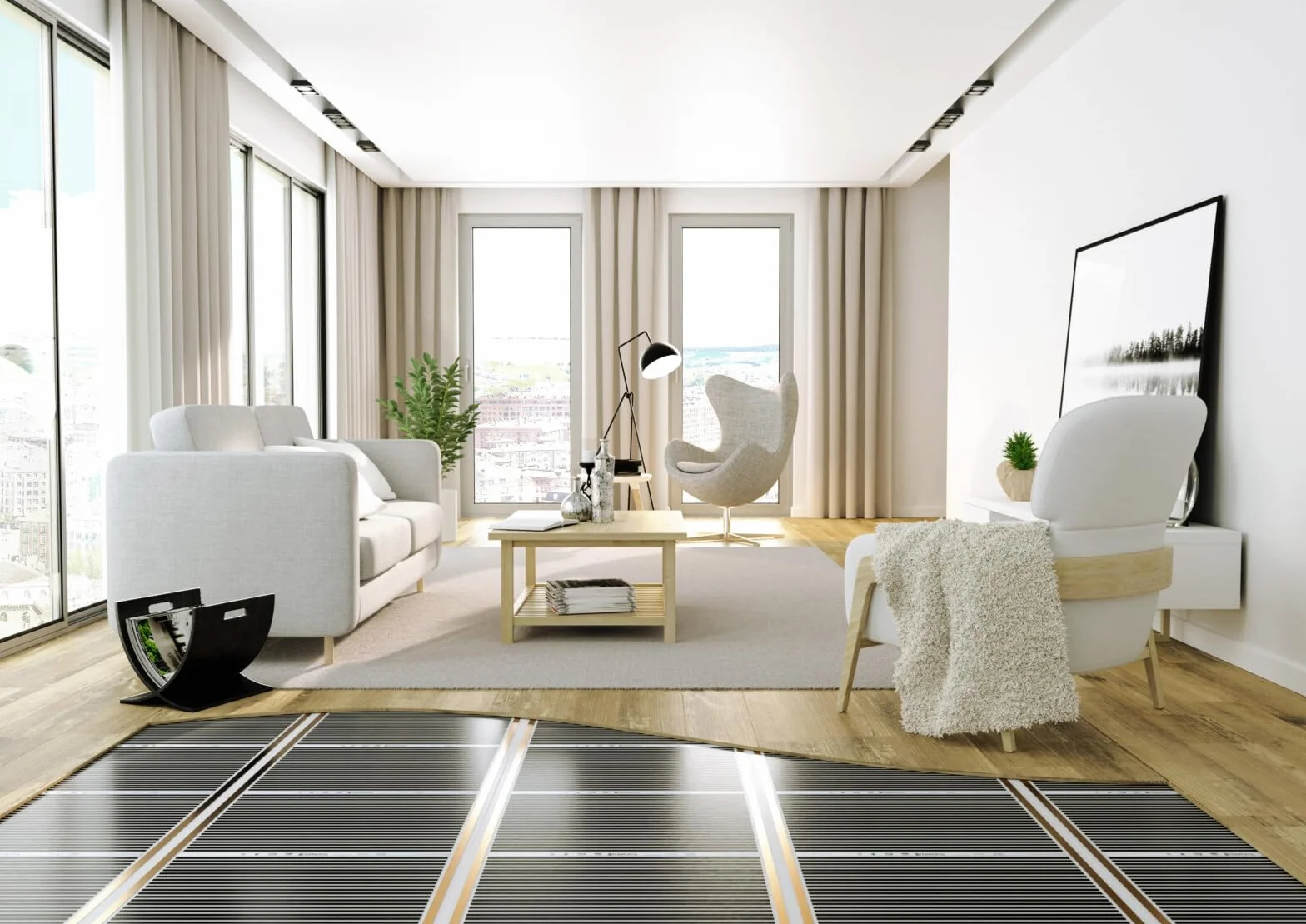 Termofol Elektryczne ogrzewanie podłogowe folia grzewcza 230 V – z termostatem H5 – moc 140 W/m2 – powierzchnia 10 m² – ogrzewanie podłogowe, kompletny zestaw do ogrzewania podłogowego, ściennego lub