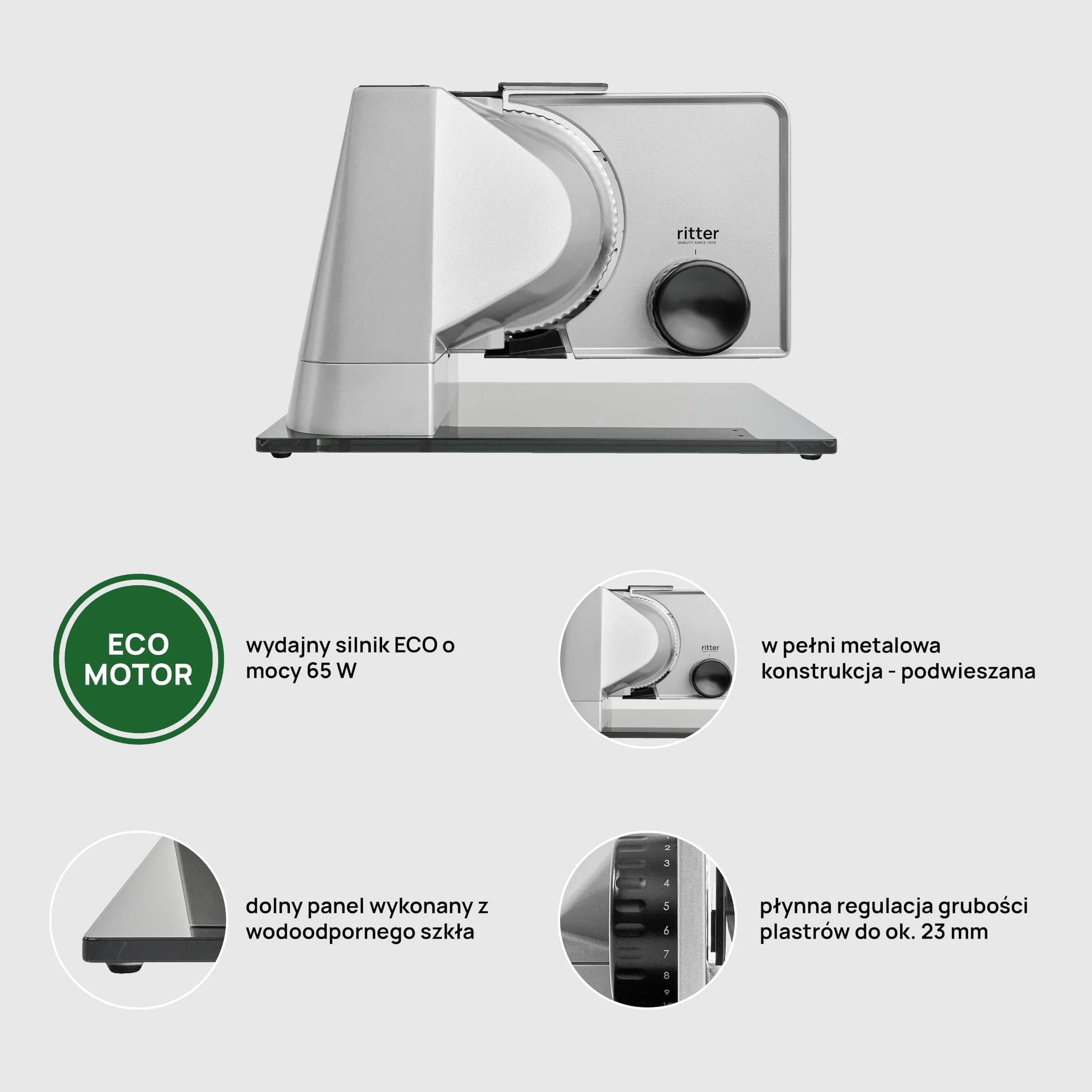 Ritter Sono 5 elektryczna krajalnica do chleba, metalu, ECO, Made in Germany