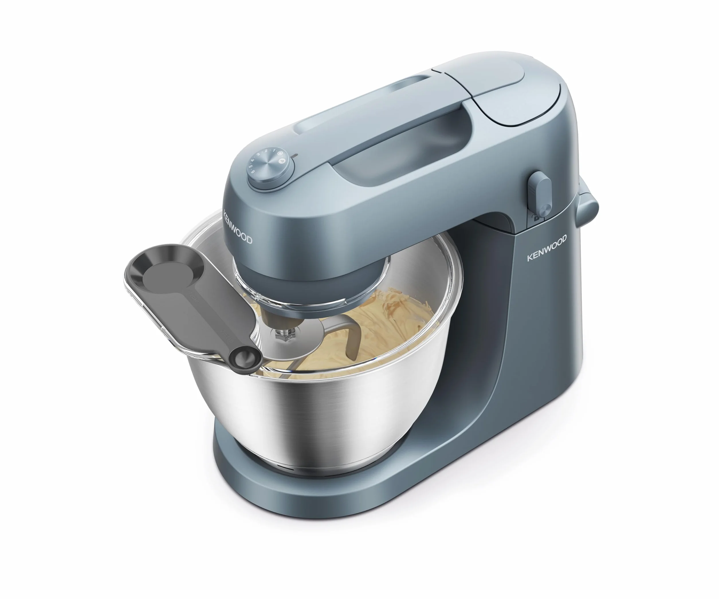 Kenwood Go KZM35.000GY Planetarna konstrukcja oszczędzająca miejsce, kompaktowa maszyna do ugniatania z miską 4 l, 3 narzędzia mieszające, 6 prędkości, tylko 30 cm wysokości, z uchwytem, moc 800 W,