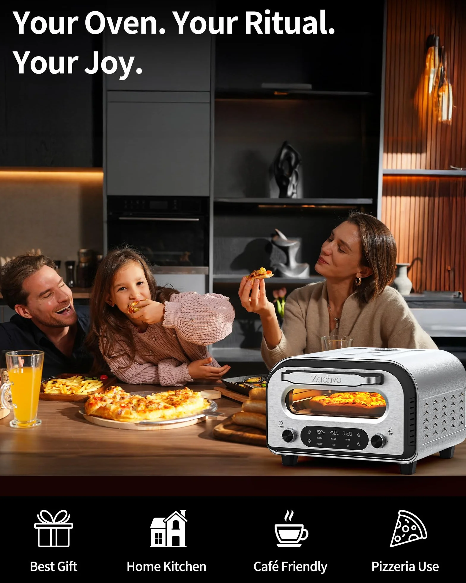Elektryczny piekarnik do pizzy 450°C stal nierdzewna 32 cm timer 1-60 min