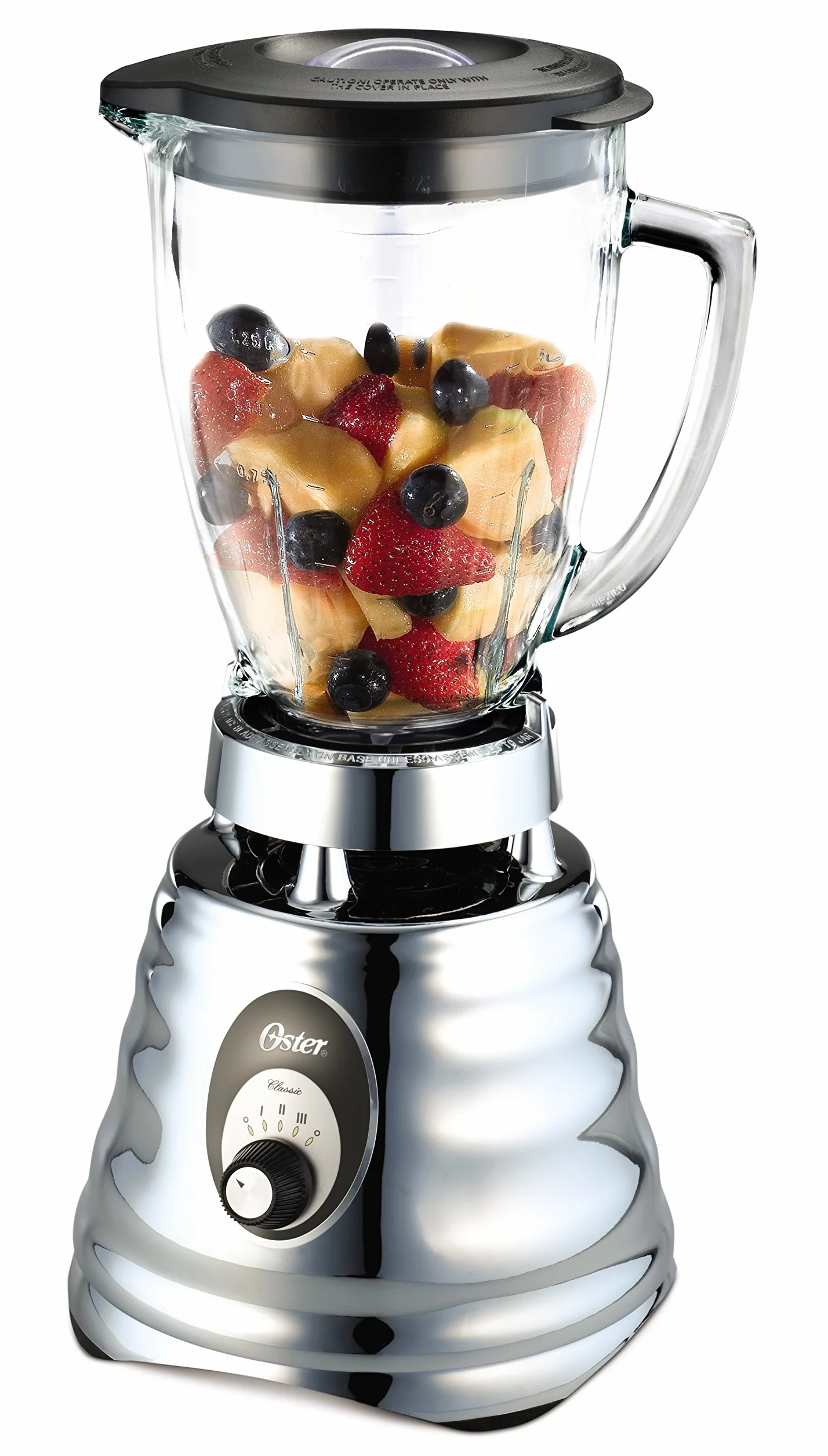 Oster Klasyczny blender z 3 prędkościami zdejmowane ostrza ze stali nierdzewnej trwała szklana miska odporna na zarysowania i zapachy 1,25 l 600 W Szara