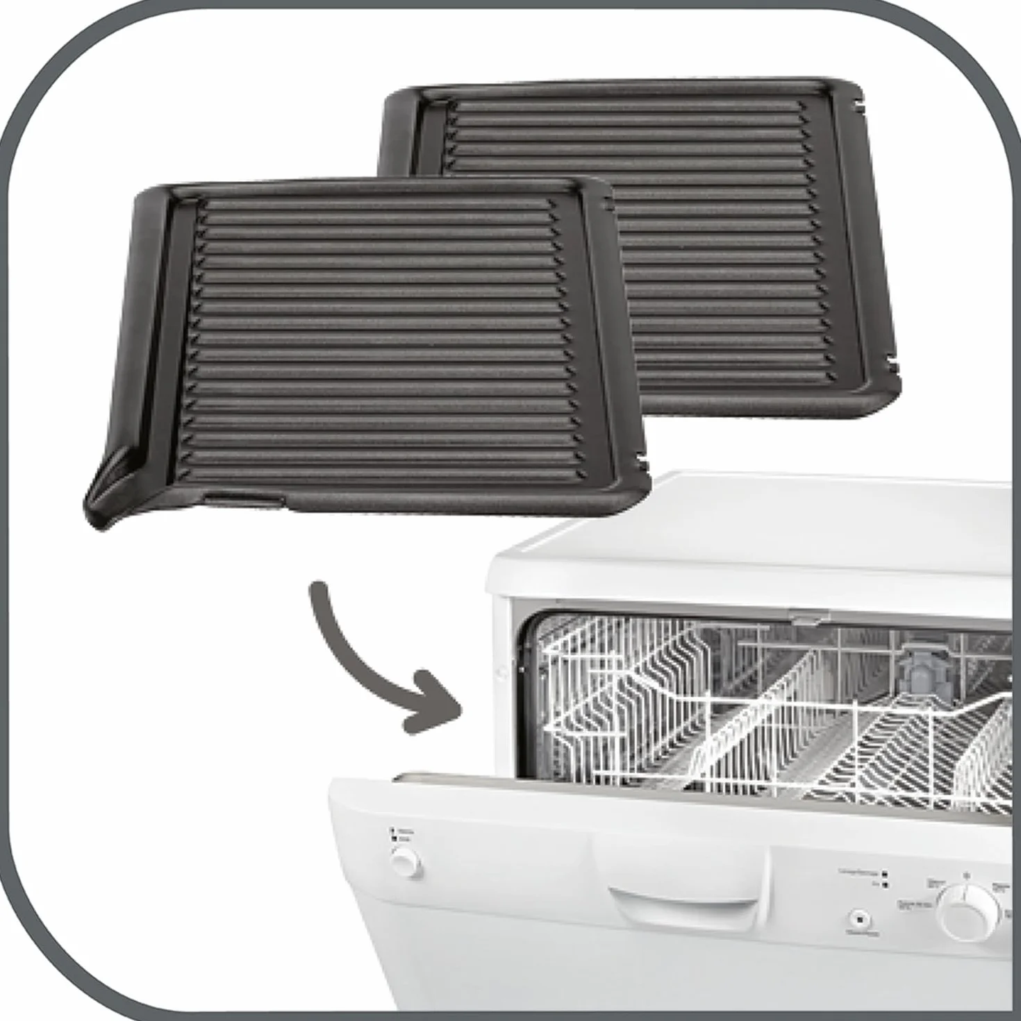 TEFAL GC2050 Grill Minute, Grill elektryczny 1600 W, 2 tryby grillowania, 3 pozycje termostatu, płyty z powłoką nieprzywierającą, srebrny