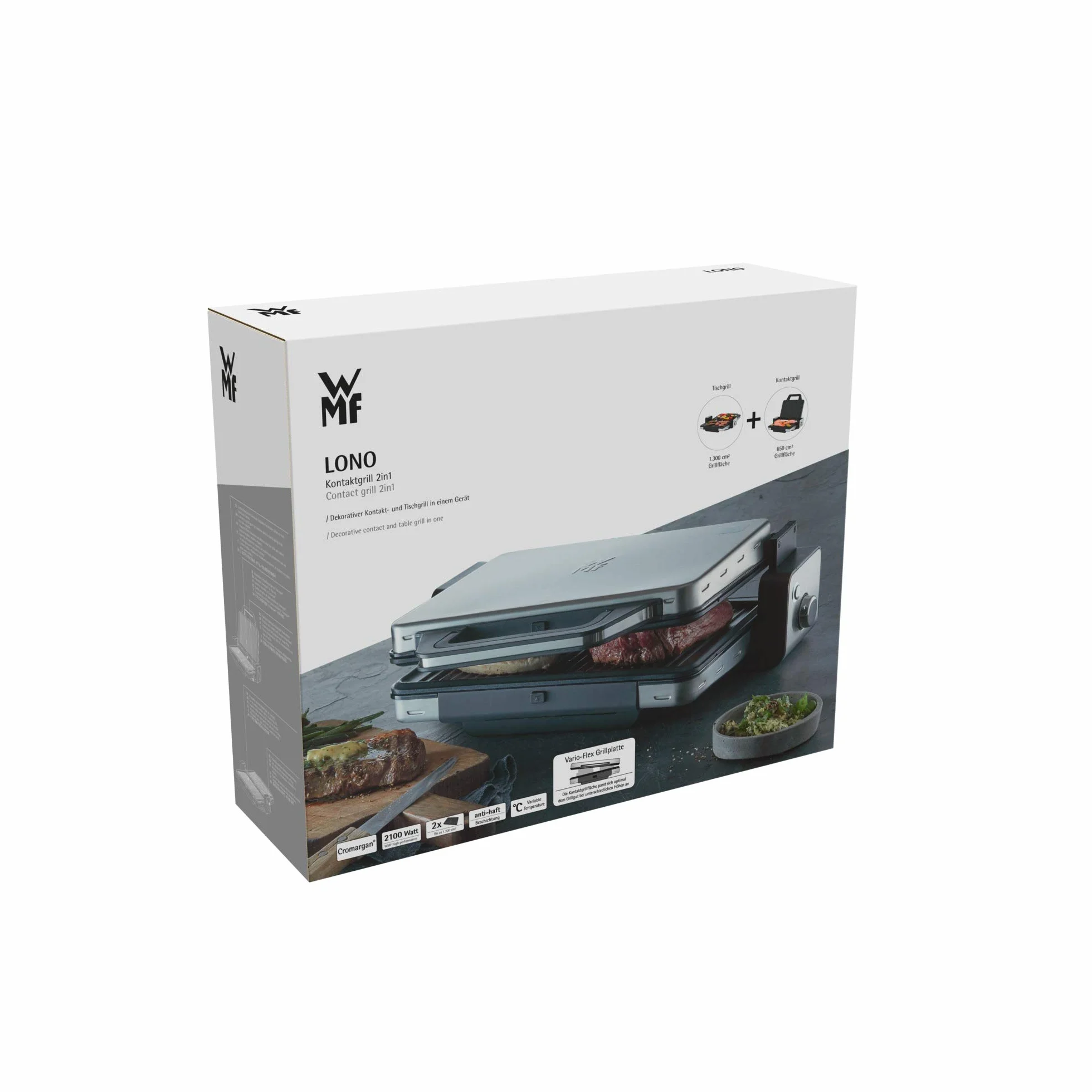 Wmf Lono Lono Grill Kontaktowy, Srebrny/Czarny, 45 x 37 x 15 cm
