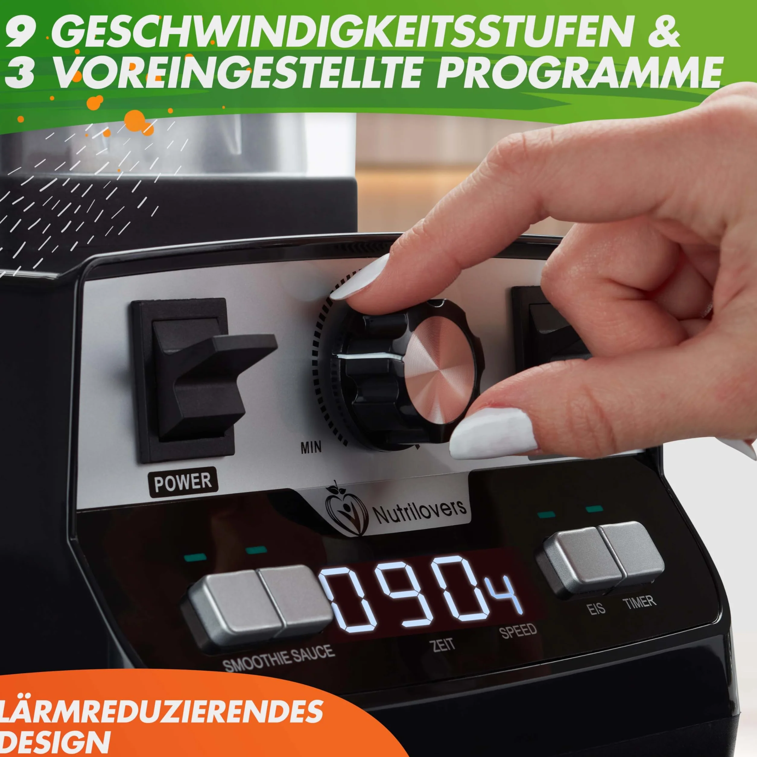 NUTRI-BLENDER MAX Mikser Stojący 2000 W 2 l Tritan Bez BPA 9 Stopni Cyfrowy Timer