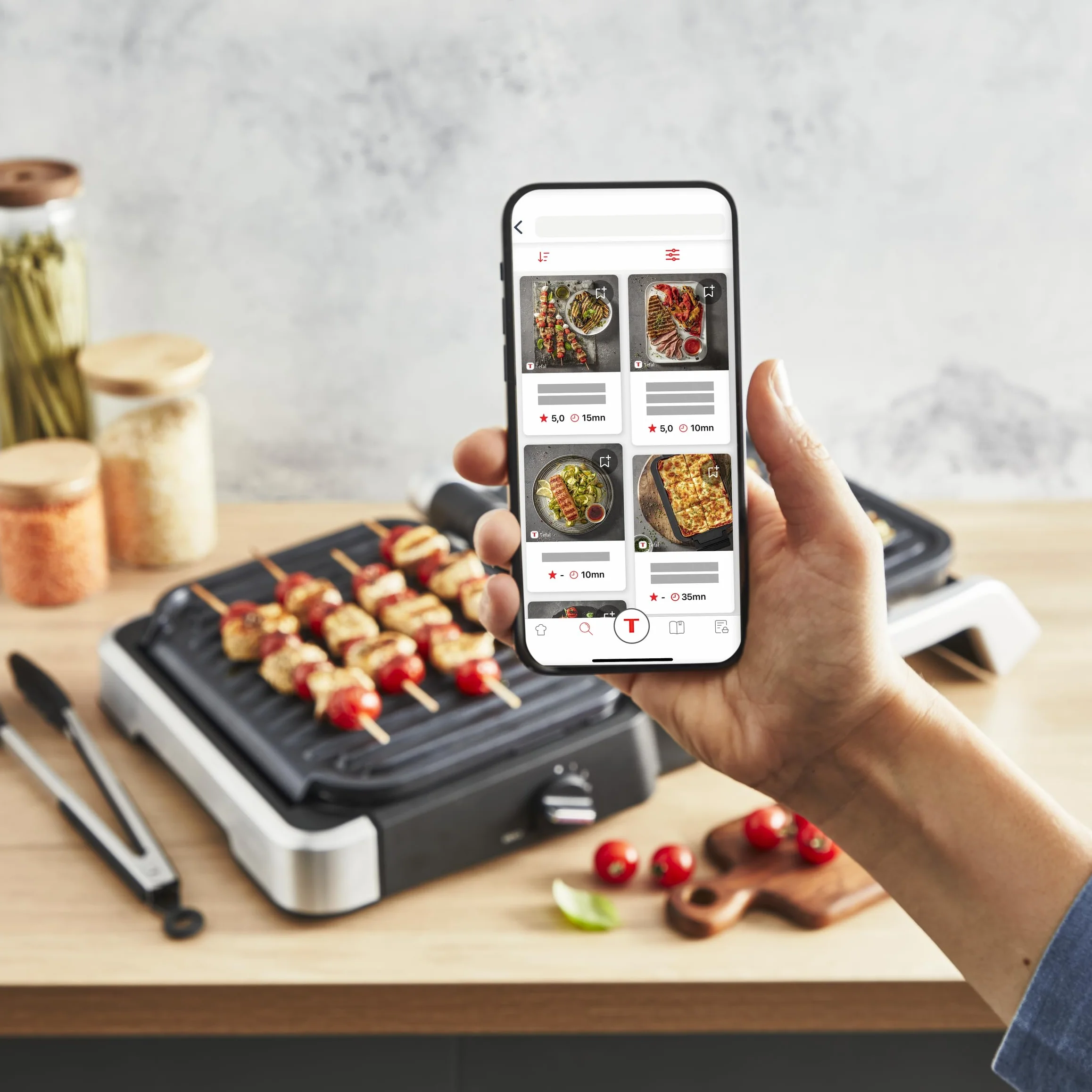 TEFAL GC773D OptiGrill 2w1 Grill Kontaktowy, Składany, Grill Stołowy, 9 Programów, Wskaźnik Poziomu Gotowania, Szczypce, Zdejmowane Płyty