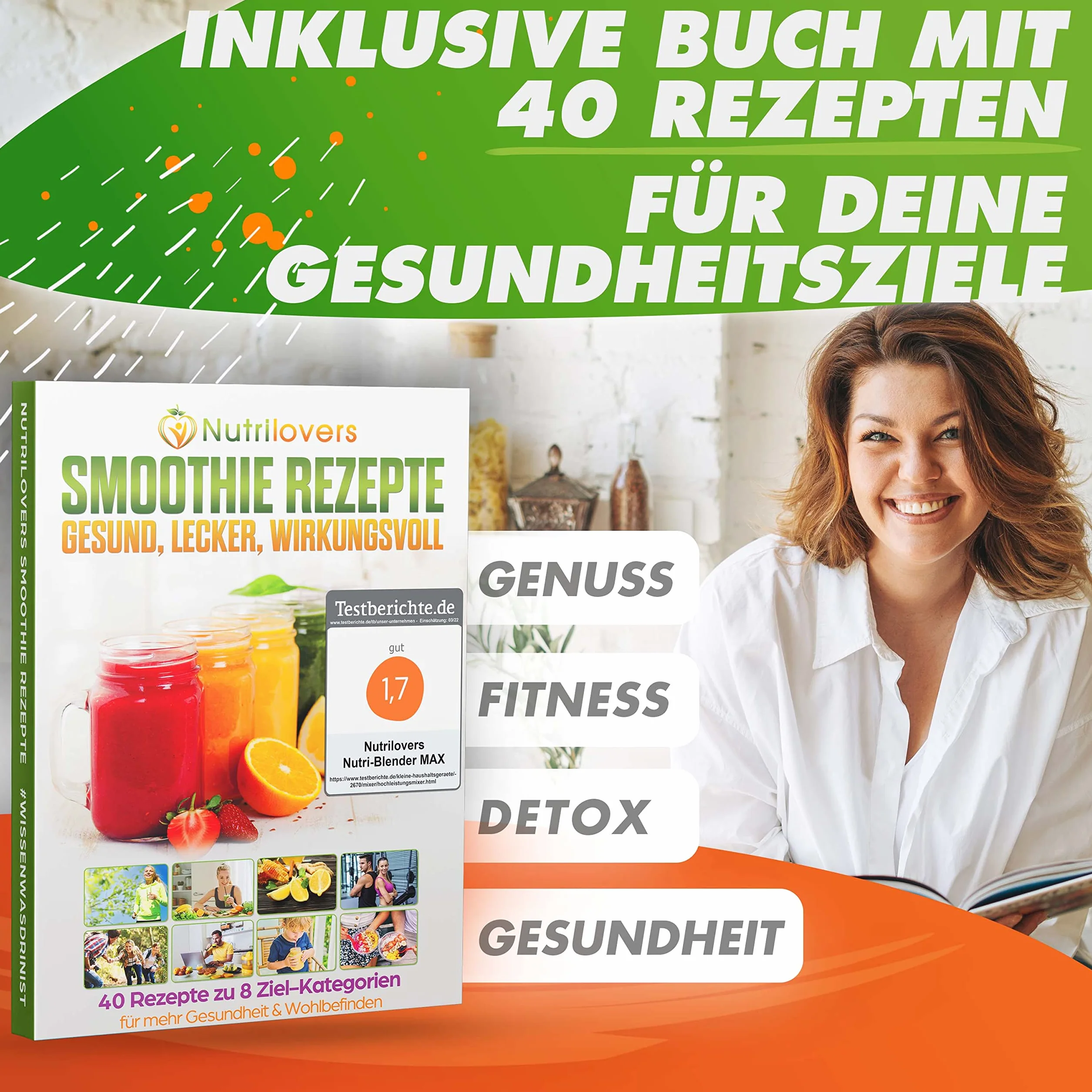 NUTRI-BLENDER MAX Mikser Stojący 2000 W 2 l Tritan Bez BPA 9 Stopni Cyfrowy Timer