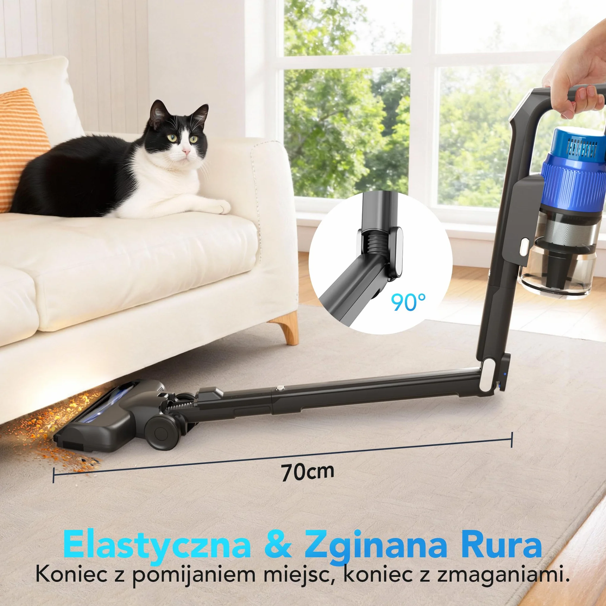Greenote GSC80 Bezprzewodowy Odkurzacz Pionowy 45KPa 600W 60 Min Składana Rura