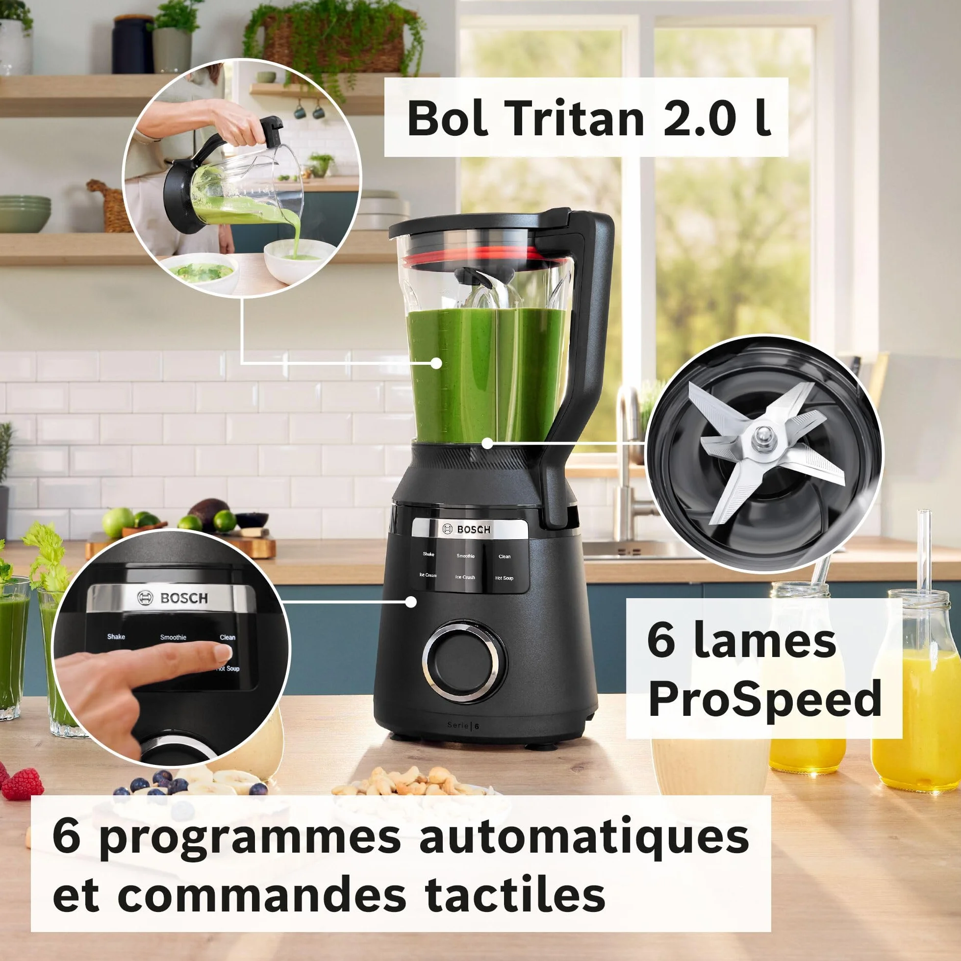 Bosch Blender wysokoobrotowy VitaPower MMB6652B 1800 W 45000 obr./min dzbanek Tritan ProSpeed