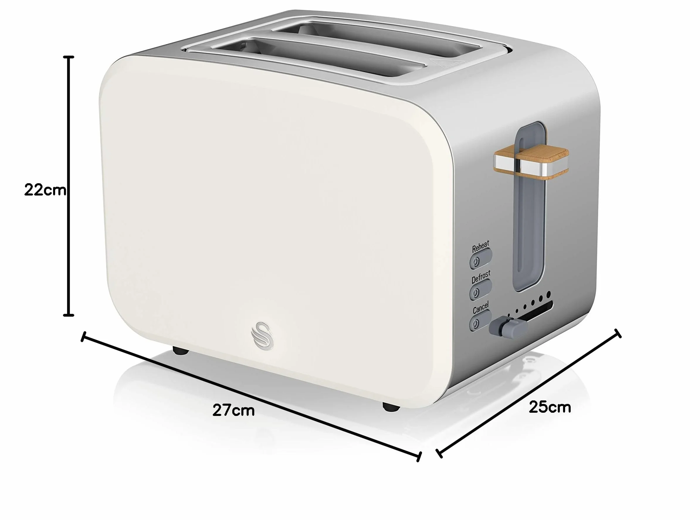 Swan Nordic Set czajnik śniadaniowy, bezprzewodowy, 1,7 l, 2200 W, szeroka szczelina, 2 kromki, 3 funkcje, nowoczesne wzornictwo, wygląd drewna, biały