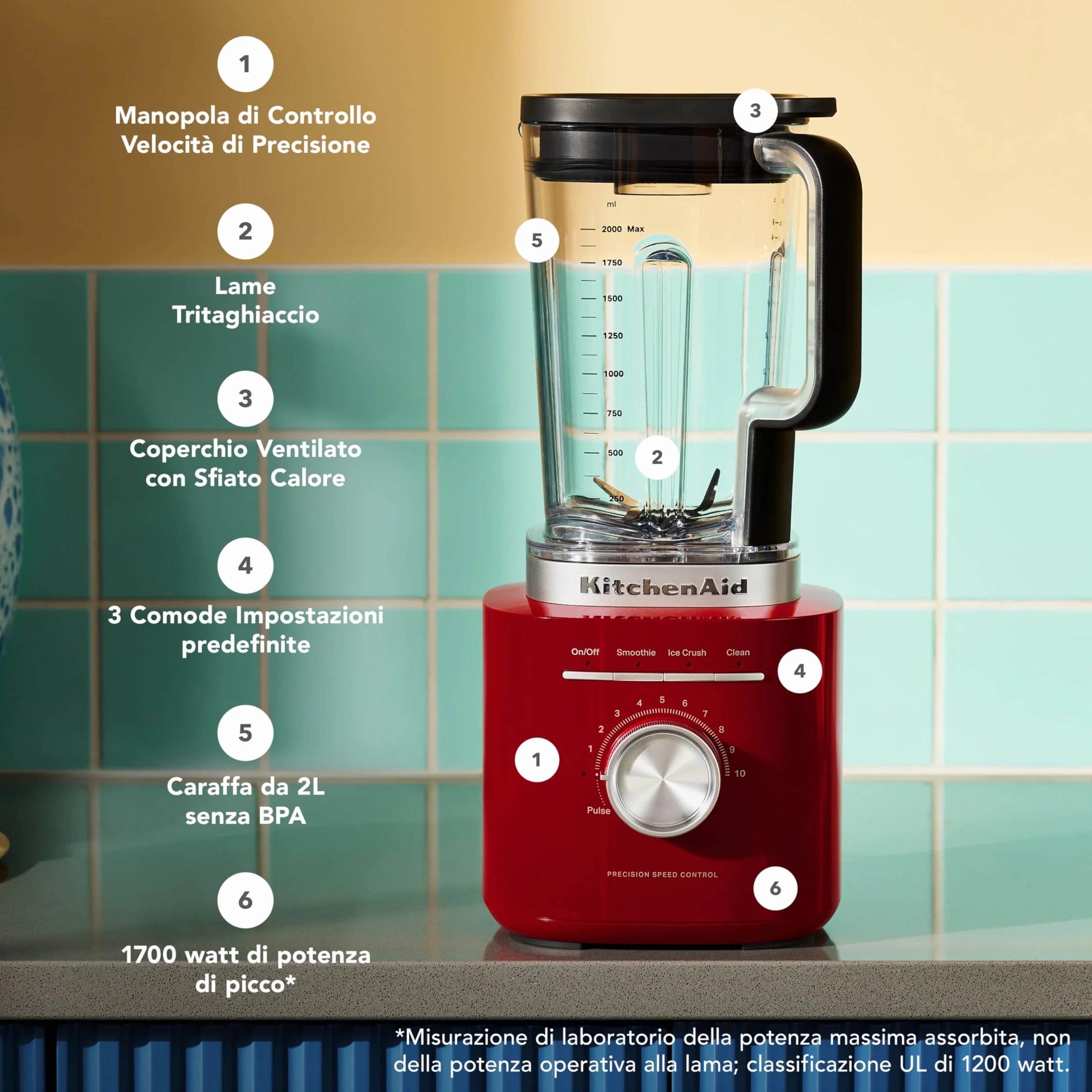 KitchenAid 5KSB2073EER Pure Power Blender mikser stojący, czerwony