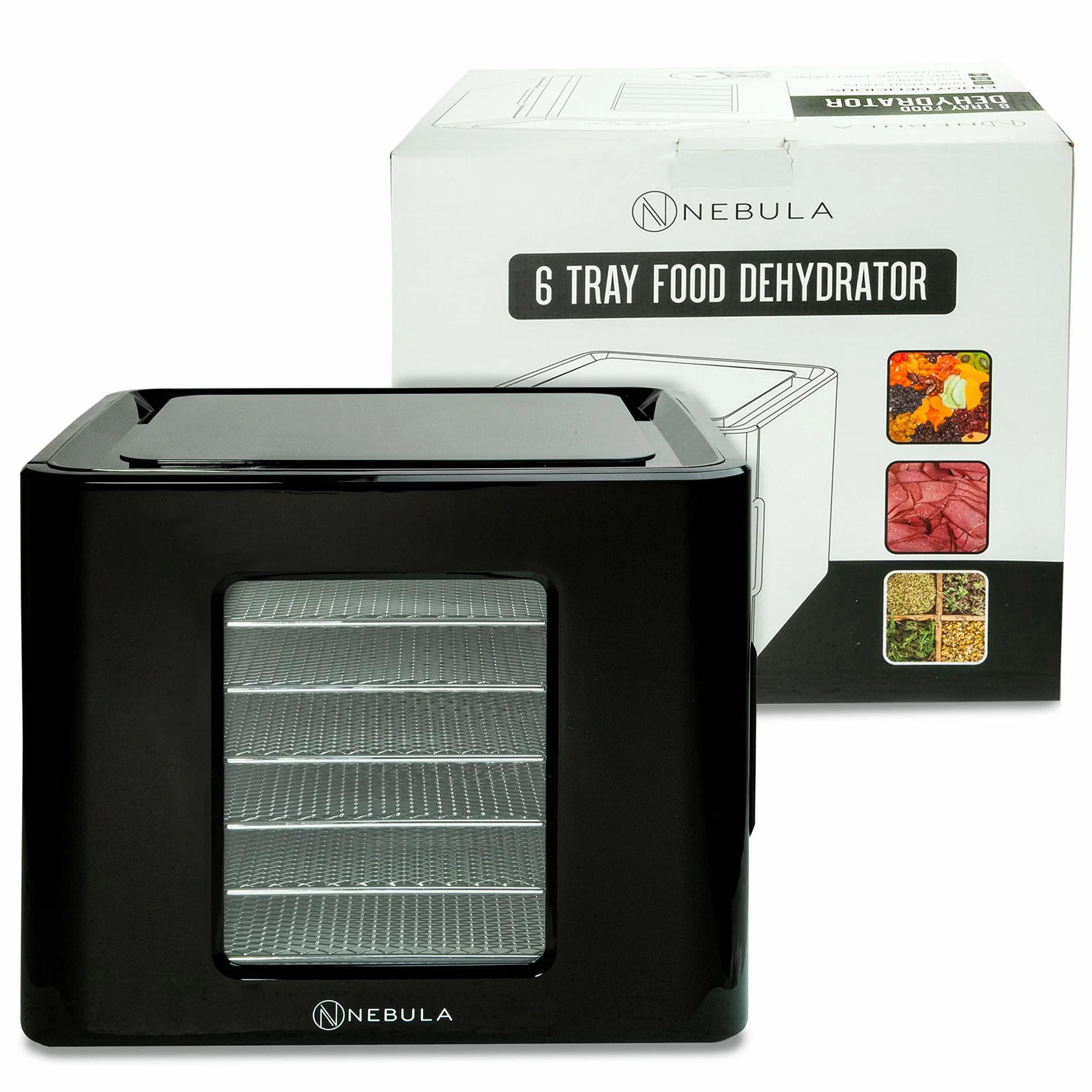 Nebula Dehydrator żywności z 6 tacami ze stali nierdzewnej, Sterowanie dotykowe LED, Regulowana temperatura 35-70C, 48-godzinny timer, Suszarka do żywności dla, Owoce, Veg, Mięso, Grzyby, Zioła