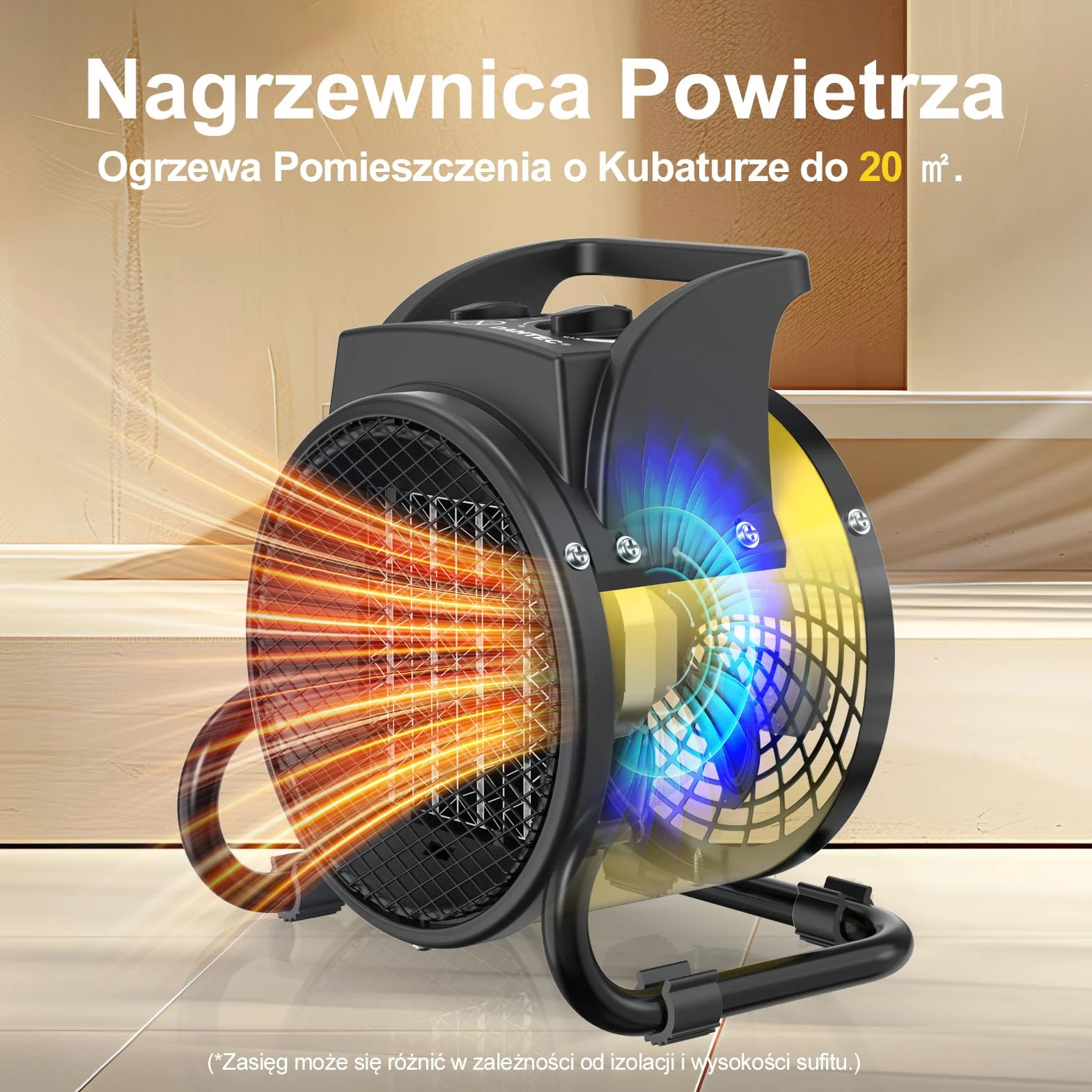 Elektryczny Grzejnik Wentylatorowy 2000 W – Szybkie Nagrzewanie, Niskie Zużycie Energii – Przenośne Grzejniki Ceramiczne – Regulowany Kąt Nachylenia – Idealny do Domu, Garażu, Szklarni