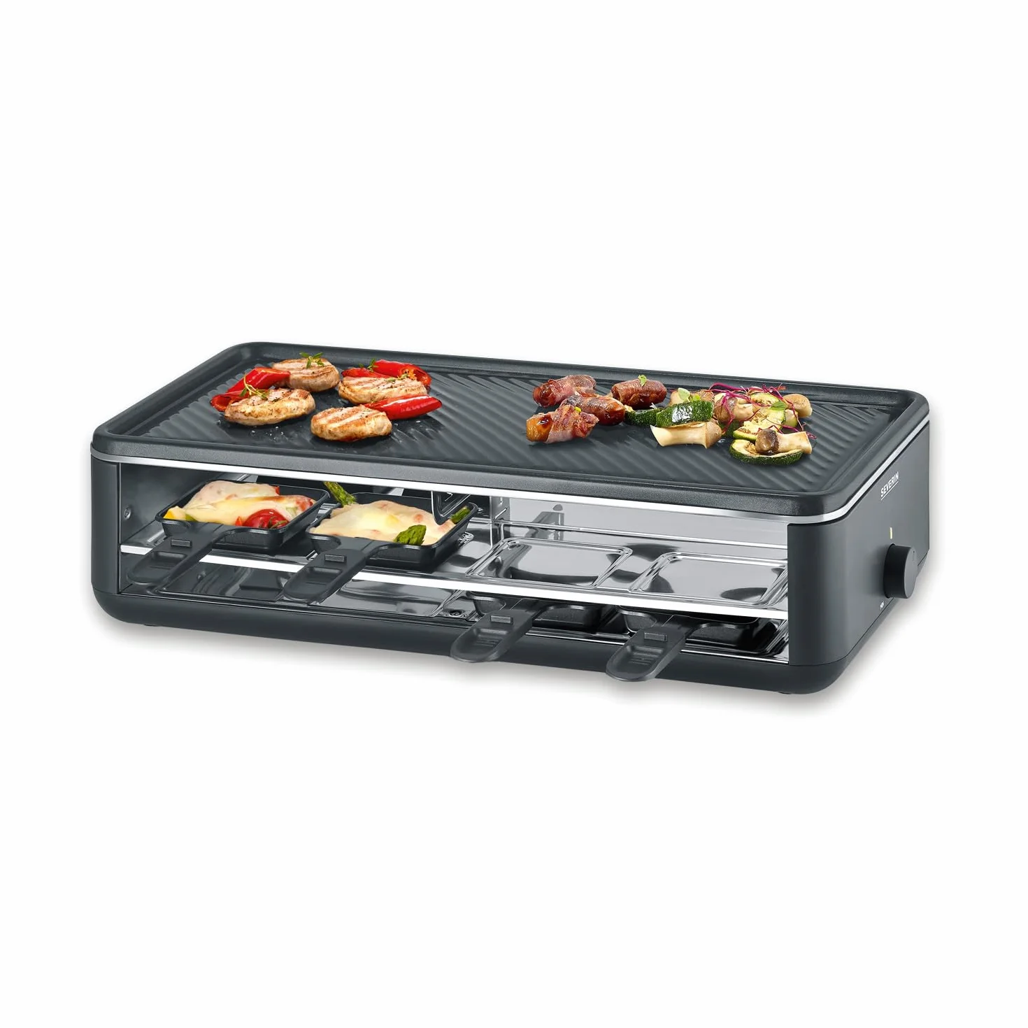 SEVERIN Raclette Grill 1300 W z 8 patelniami, powłoka nieprzywierająca, czarny RG 2365