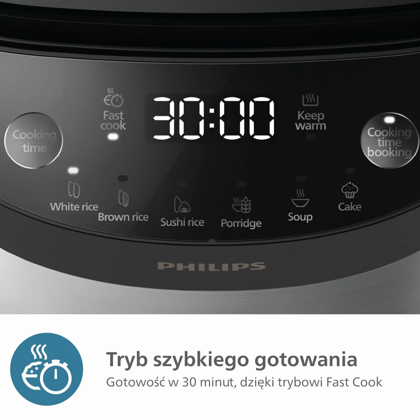 Philips Urządzenie do gotowania ryżu seria 3000 0,85 l 8 menu 4-warstwowy garnek nieprzywierający HD3093/80