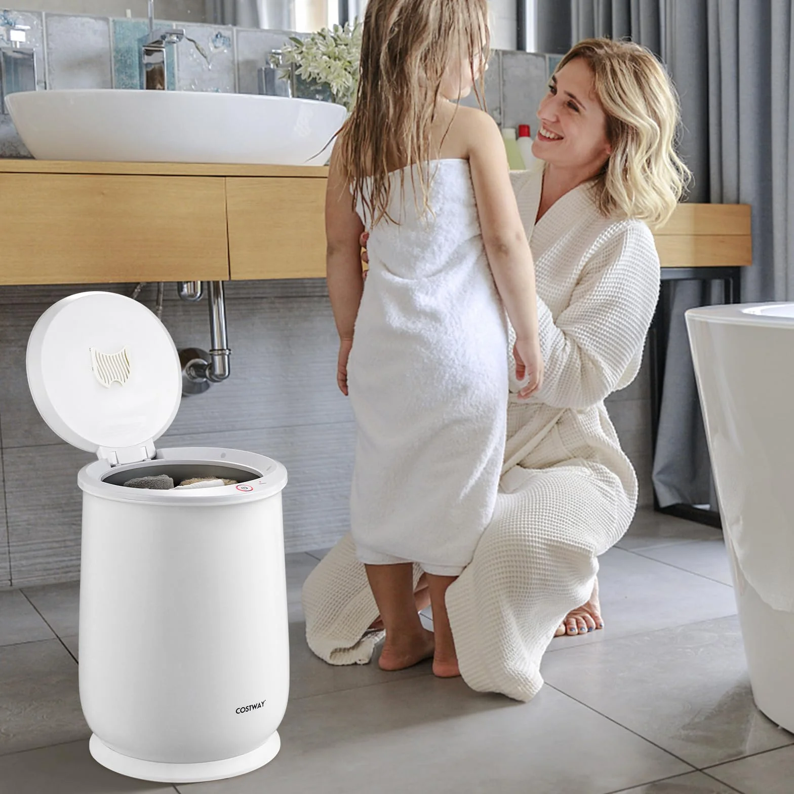 COSTWAY Podgrzewacz na ręczniki 21 l, elektryczny ogrzewacz sufitowy z timerem 20-90 min i trybem suszenia 2-5 h