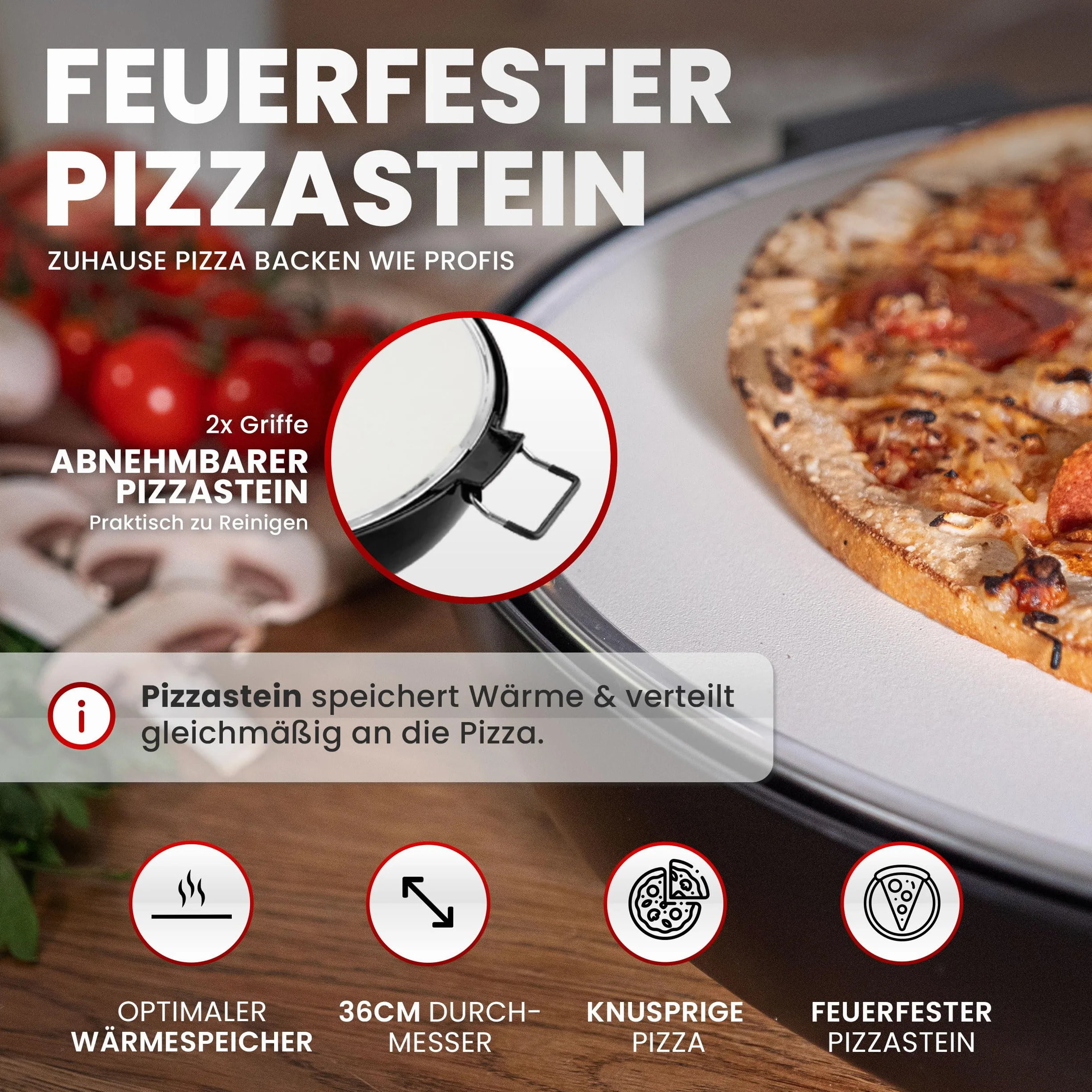 Elektryczny piec do pizzy 1600 W 400°C z kamieniem i okienkiem