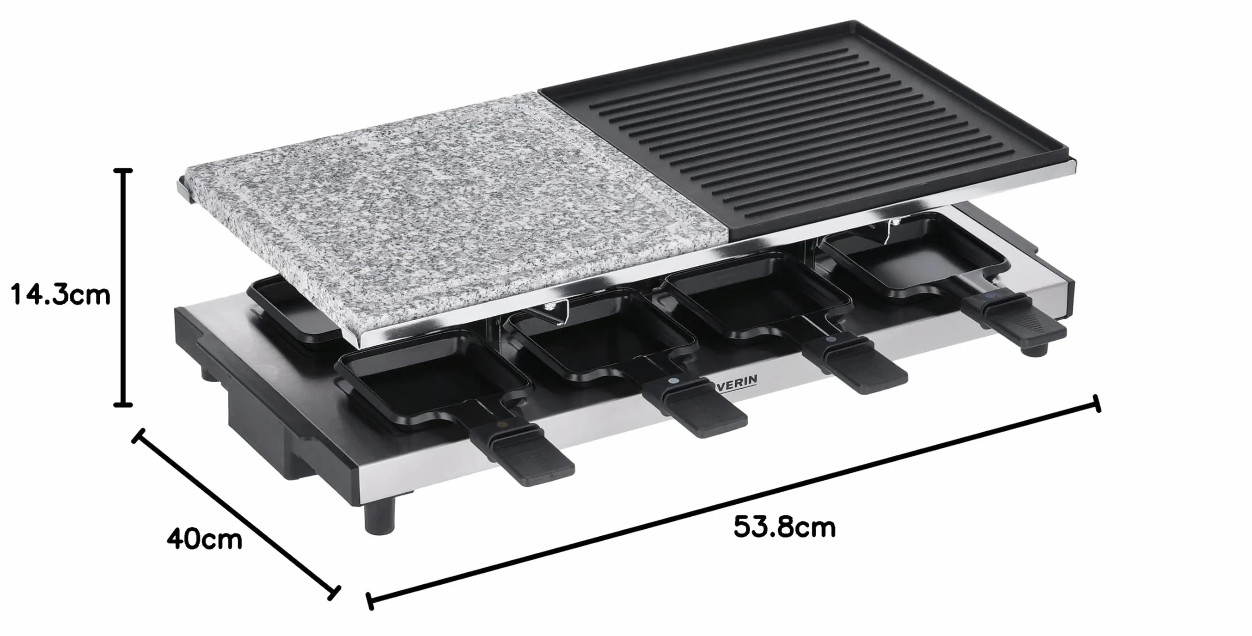 Severin 2373 RG Grill do Raclette z Naturalnym Kamieniem Grillowym, Stal Szlachetna, 1500 W, Czarny