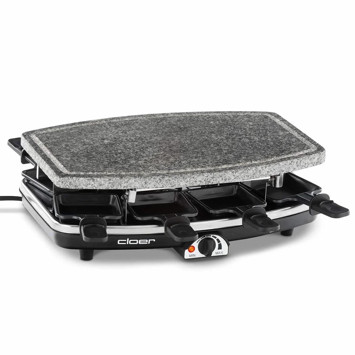 Cloer 6430 grill raclette 1200 W 8 patelni z powłoką zapobiegającą przywieraniu