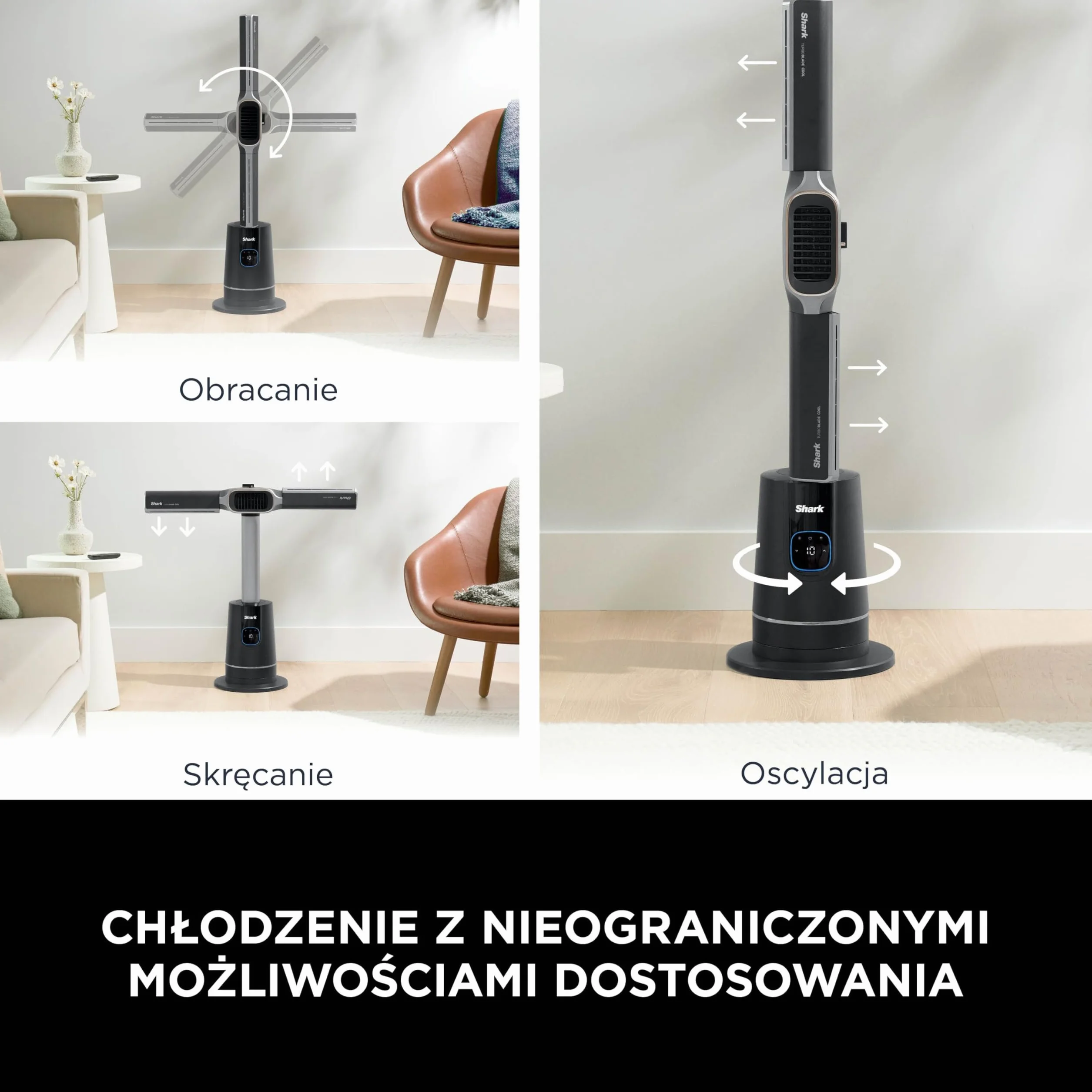 Shark TurboBlade Cool termowentylator podwójny wentylator nagrzewnica z pilotem czarny TH200EU