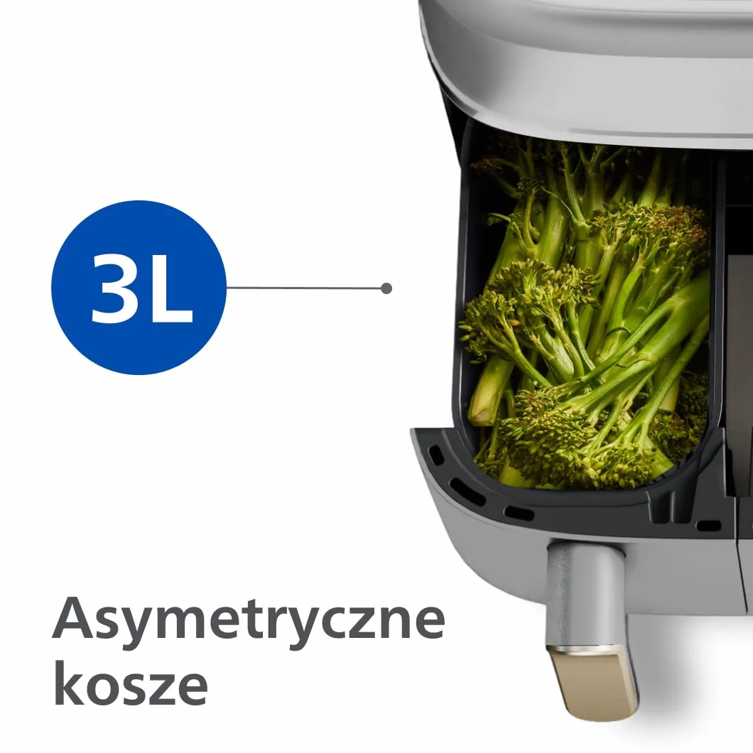 Philips Airfryer Dual Basket Serii 3000 Frytownica 9L 2 Kosze RapidAir Plus Biała NA353/10