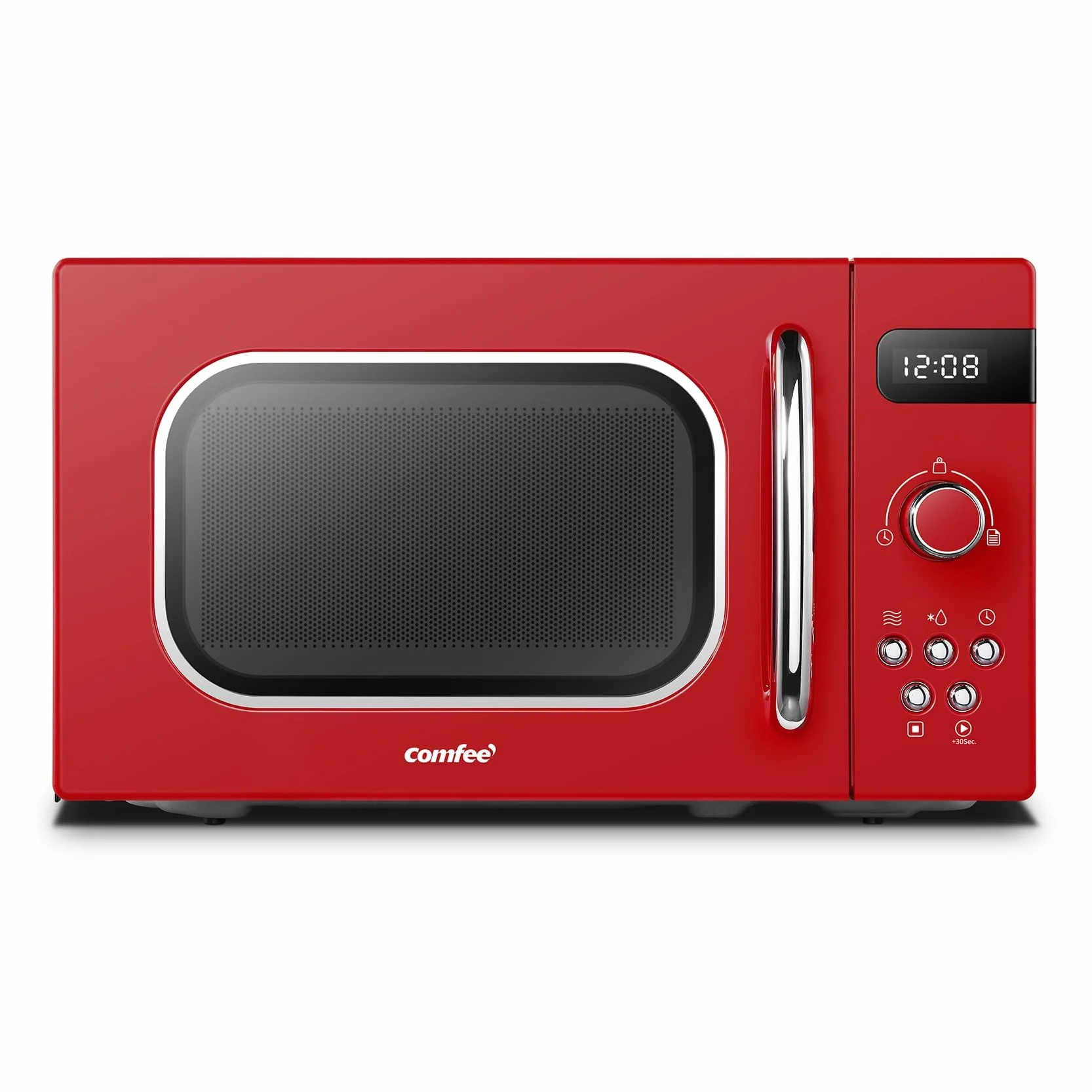 COMFEE' CMSRO 20 x RD Retro Mikrowelle z 8 automatycznymi przyciskami, 5 stopni Celsjusza, 20 l, 800 W, obrotowy obrotowy