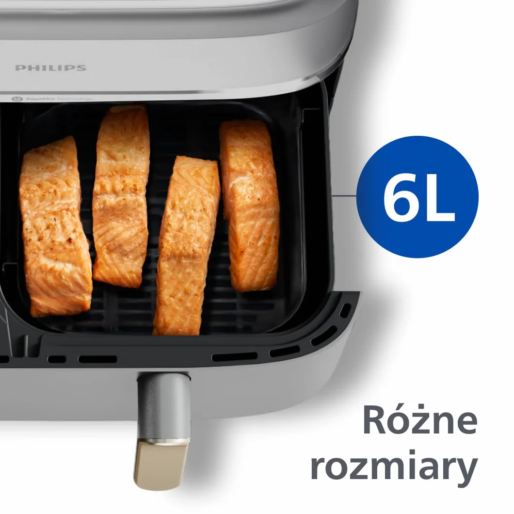 Philips Airfryer Dual Basket Serii 3000 Frytownica 9L 2 Kosze RapidAir Plus Biała NA353/10