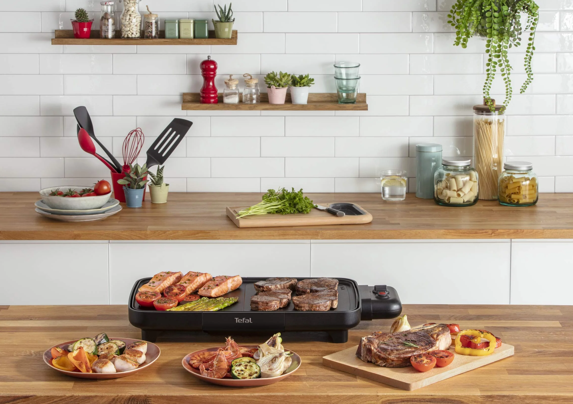 Tefal Plancha Booster elektryczna plancha 2200 W 2 strefy gotowania regulowany termostat powłoka nieprzywierająca